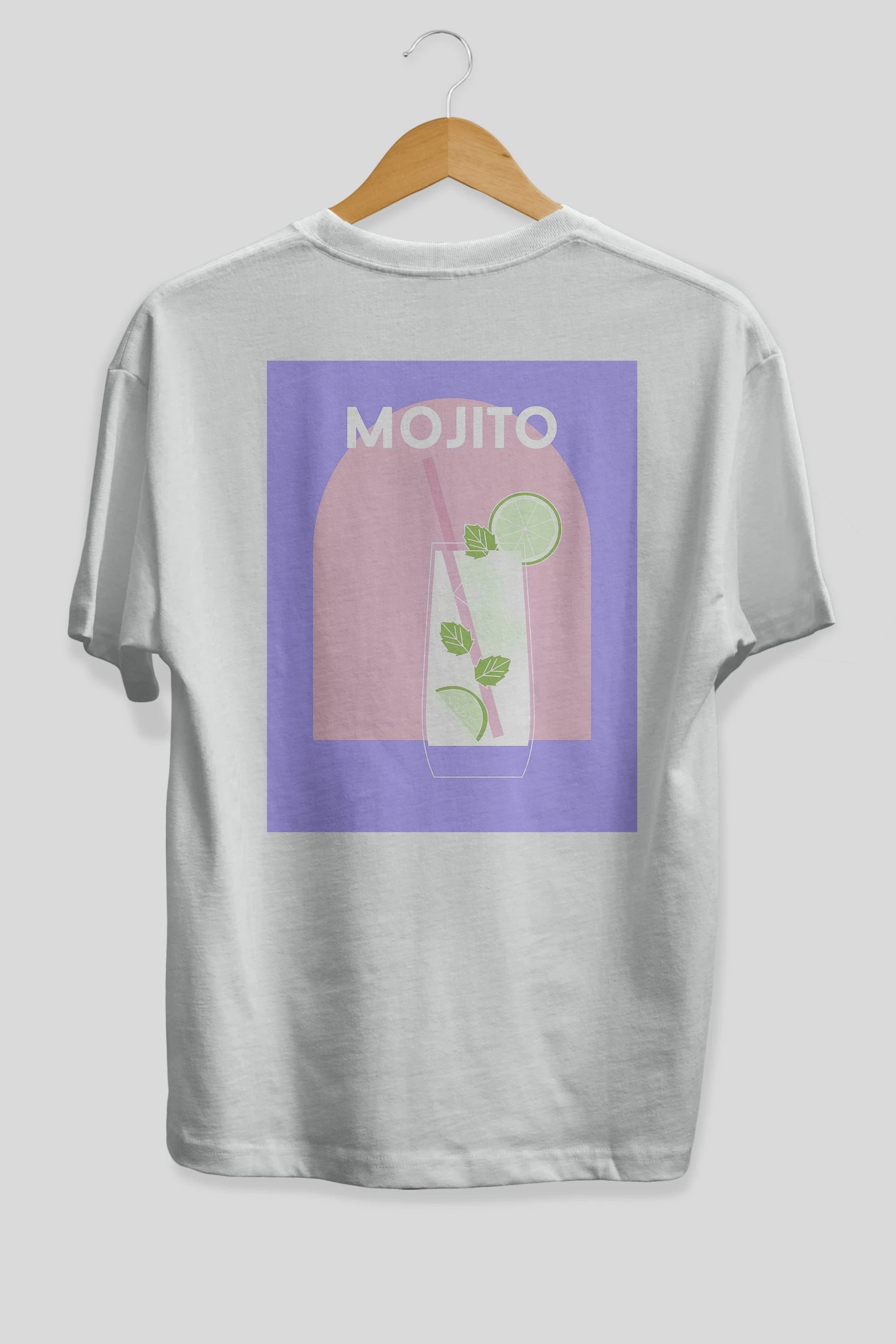 Mojito 2 Arka Baskılı Oversize t-shirt Erkek Kadın Unisex %100 Pamuk Bisiklet Yaka tişort