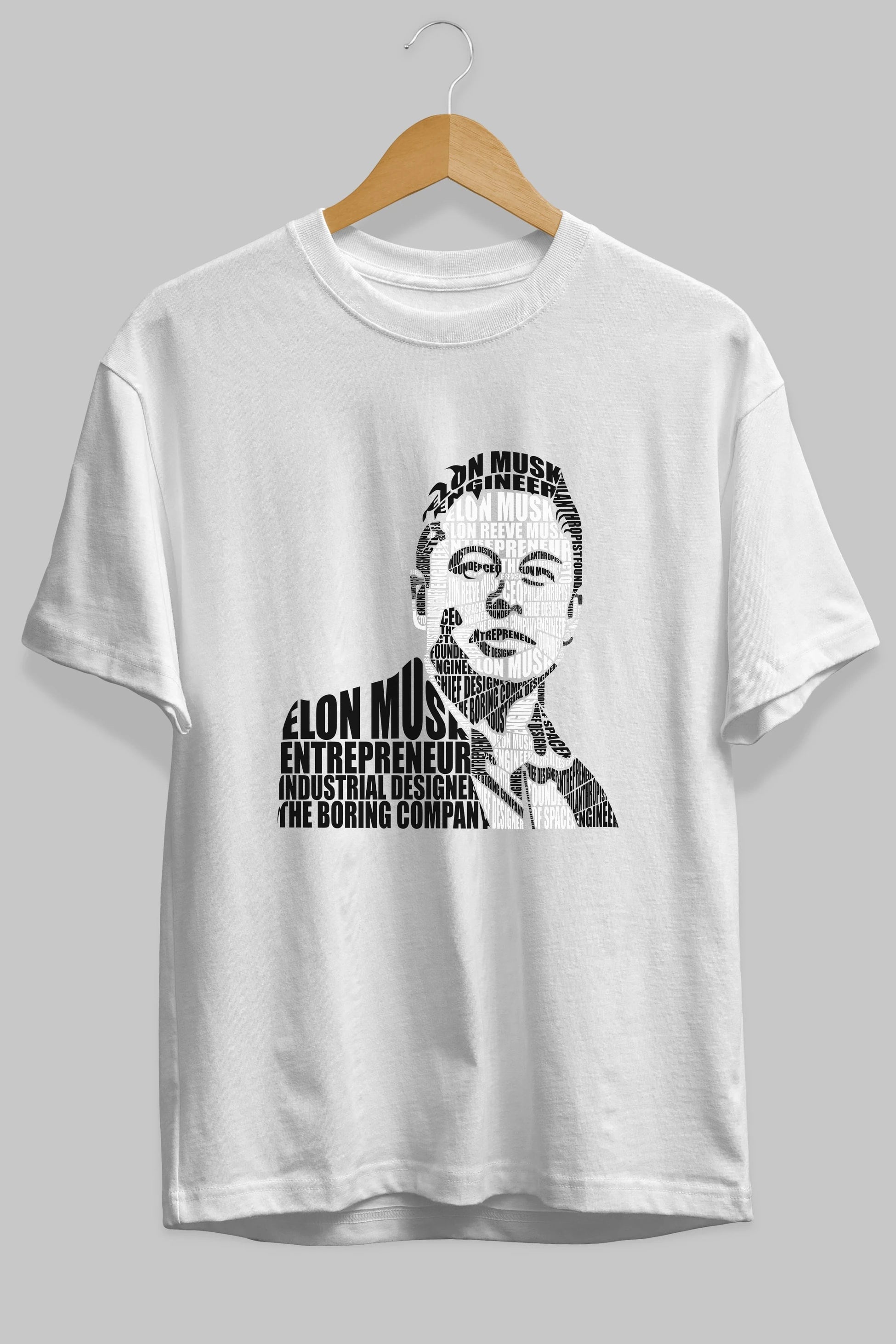 Elon Musk Calligram Ön Baskılı Oversize t-shirt %100 pamuk Erkek Kadın Unisex