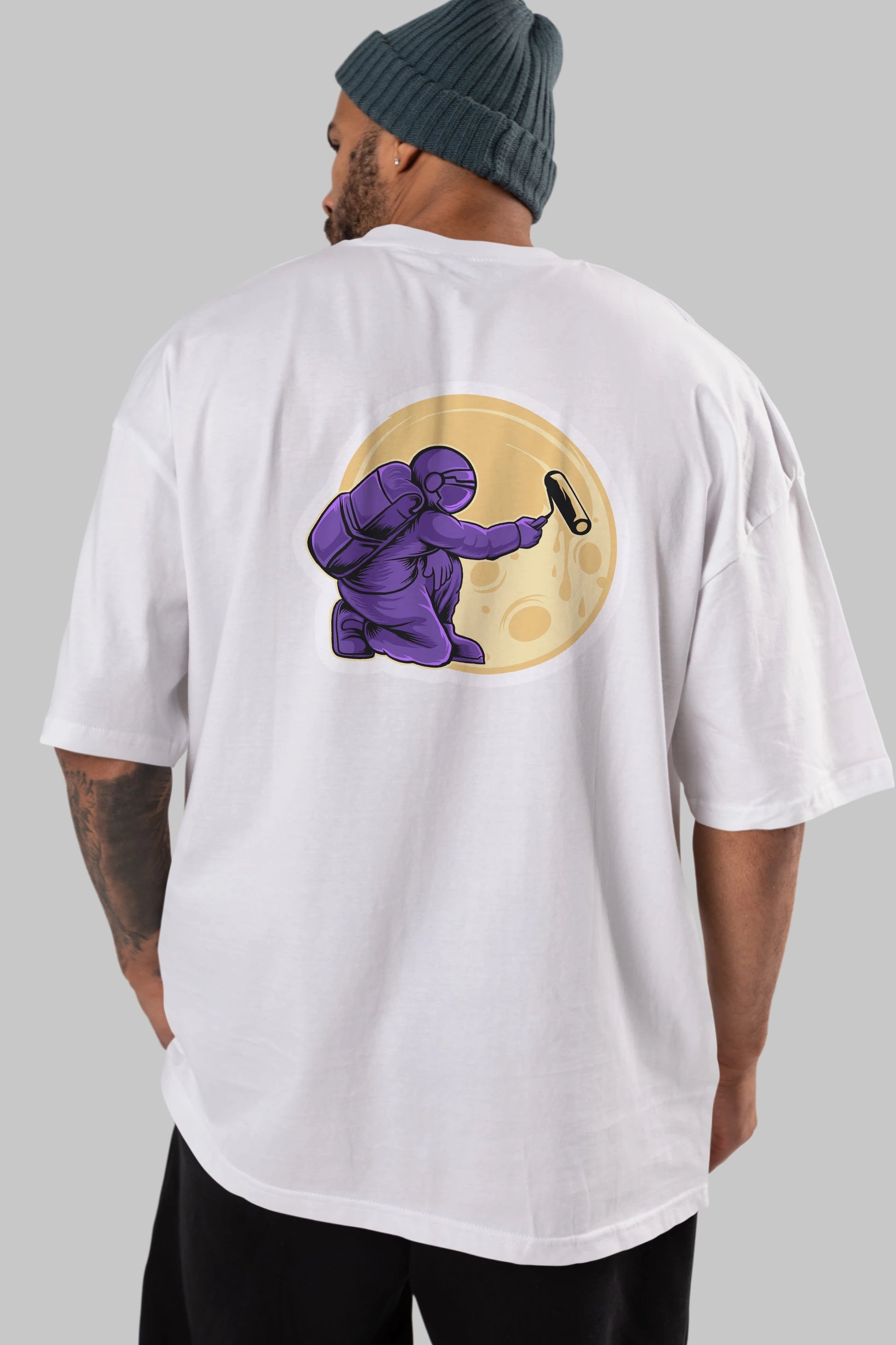 Astropaint Sticker Arka Baskılı Oversize t-shirt Erkek Kadın Unisex