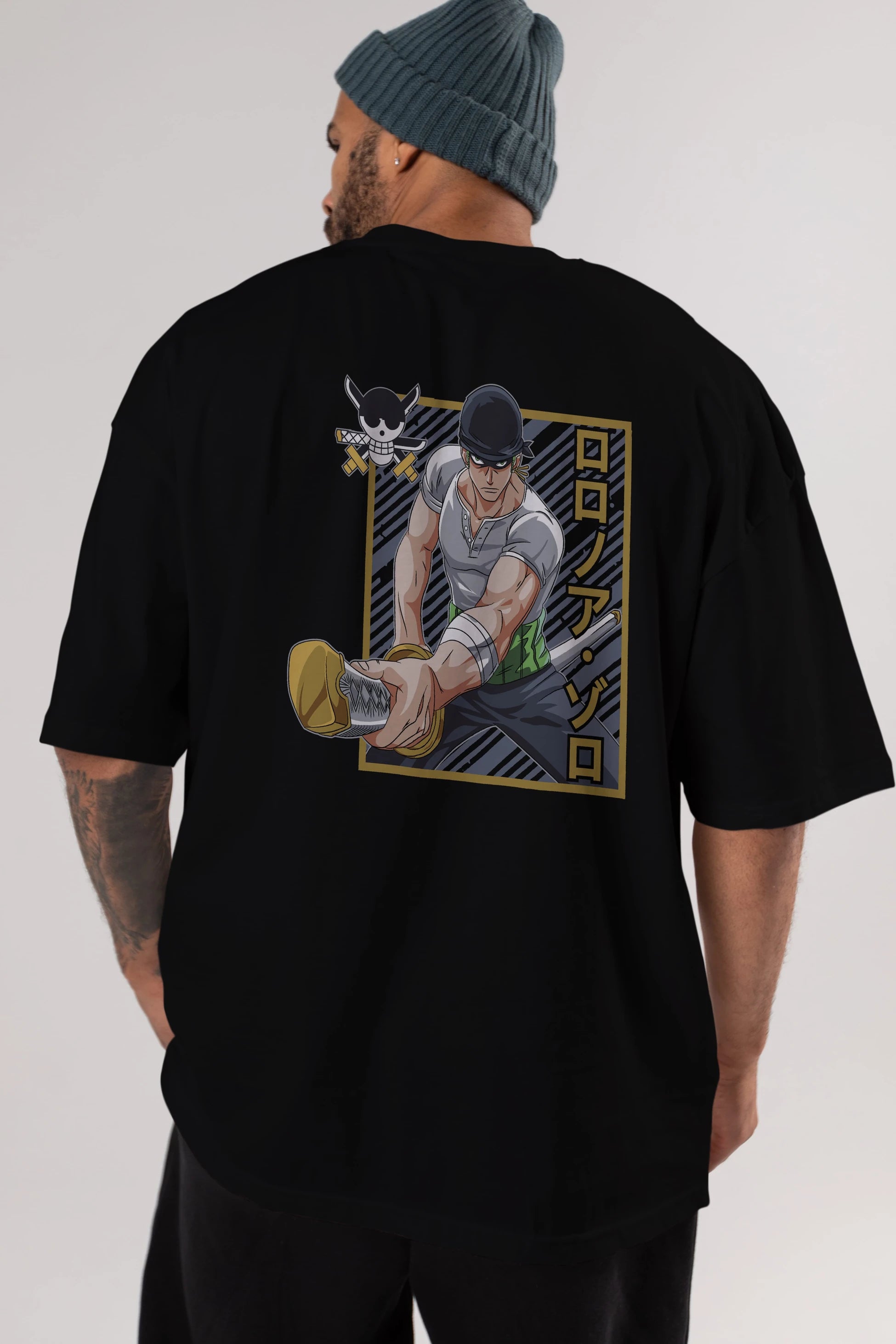 RORONOA ZORO Anime Arka Baskılı Oversize t-shirt Erkek Kadın Unisex