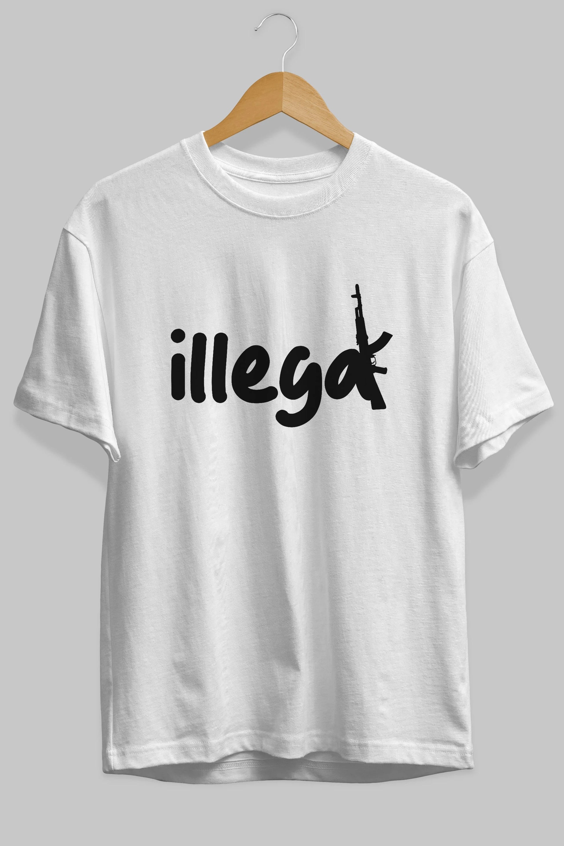 illegal Ön Baskılı Oversize t-shirt %100 pamuk Erkek Kadın Unisex