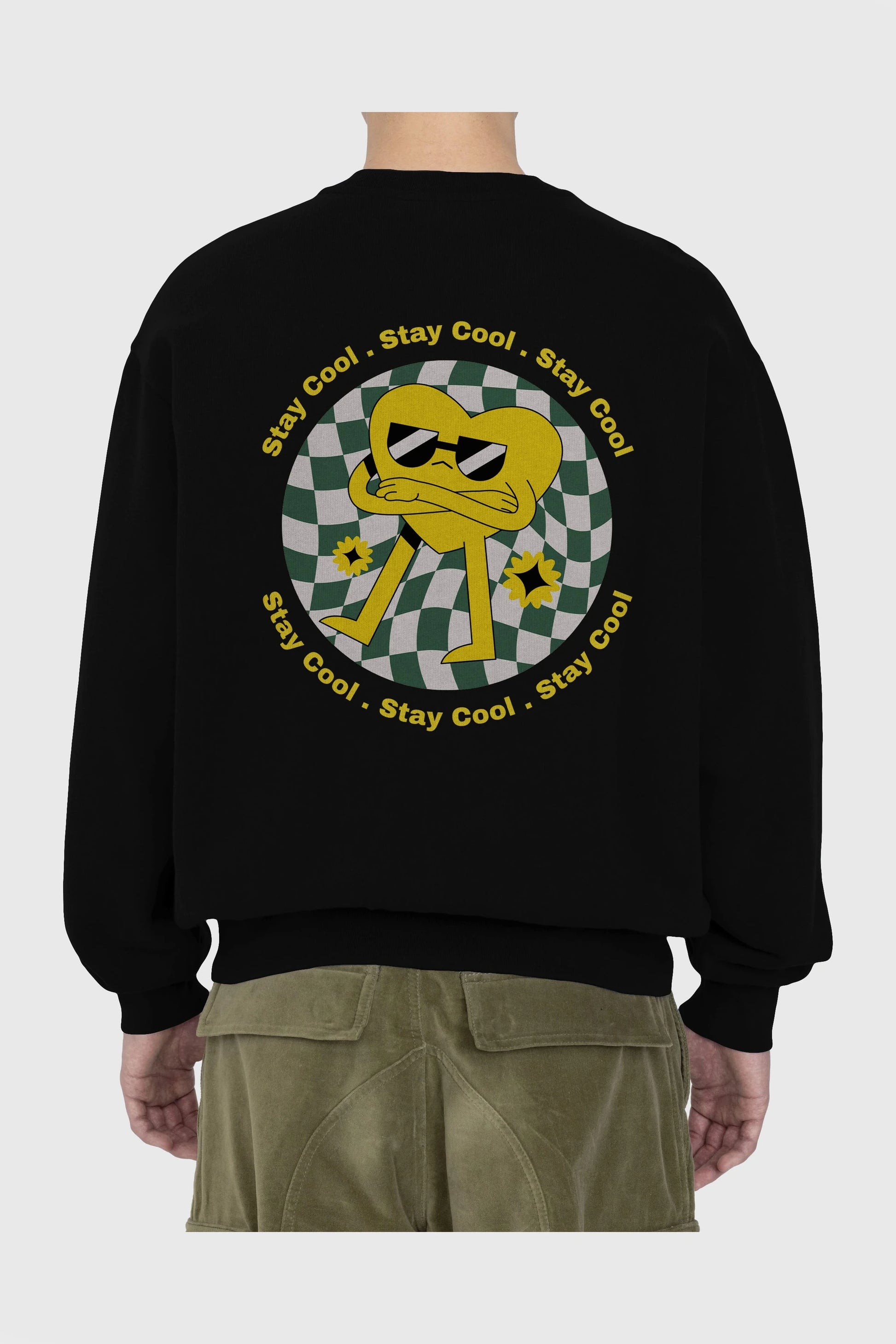 Stay Cool Yazılı Arka Baskılı Oversize Sweatshirt Erkek Kadın Unisex