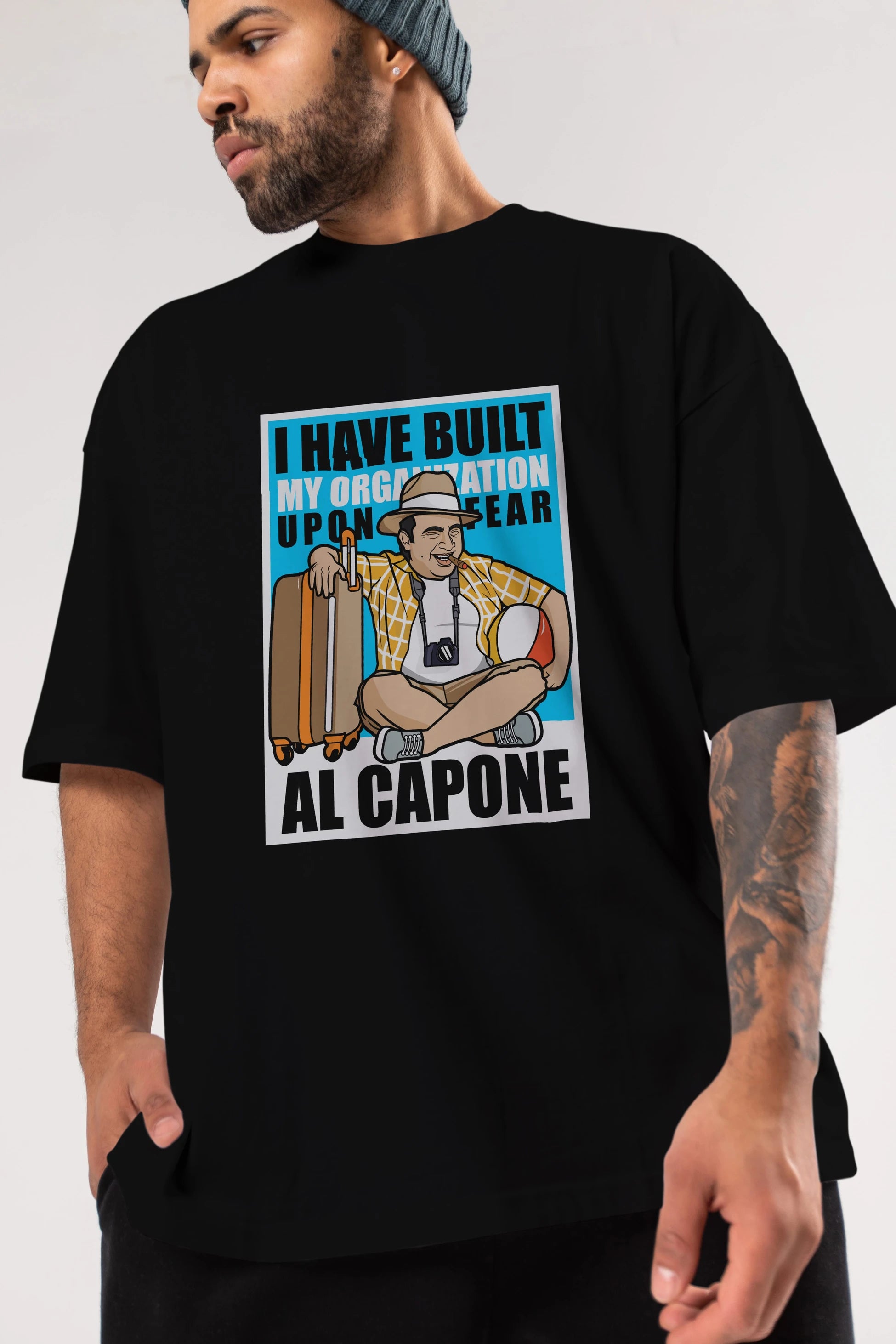 Al Capone Holiday Ön Baskılı Oversize t-shirt Erkek Kadın Unisex %100 Pamuk tişort