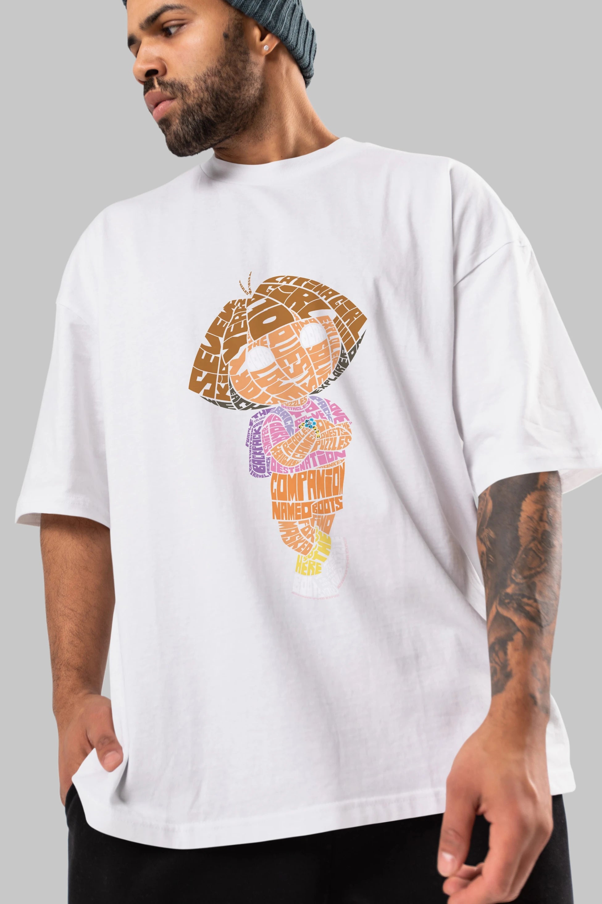 Dora Ön Baskılı Oversize t-shirt %100 pamuk Erkek Kadın Unisex