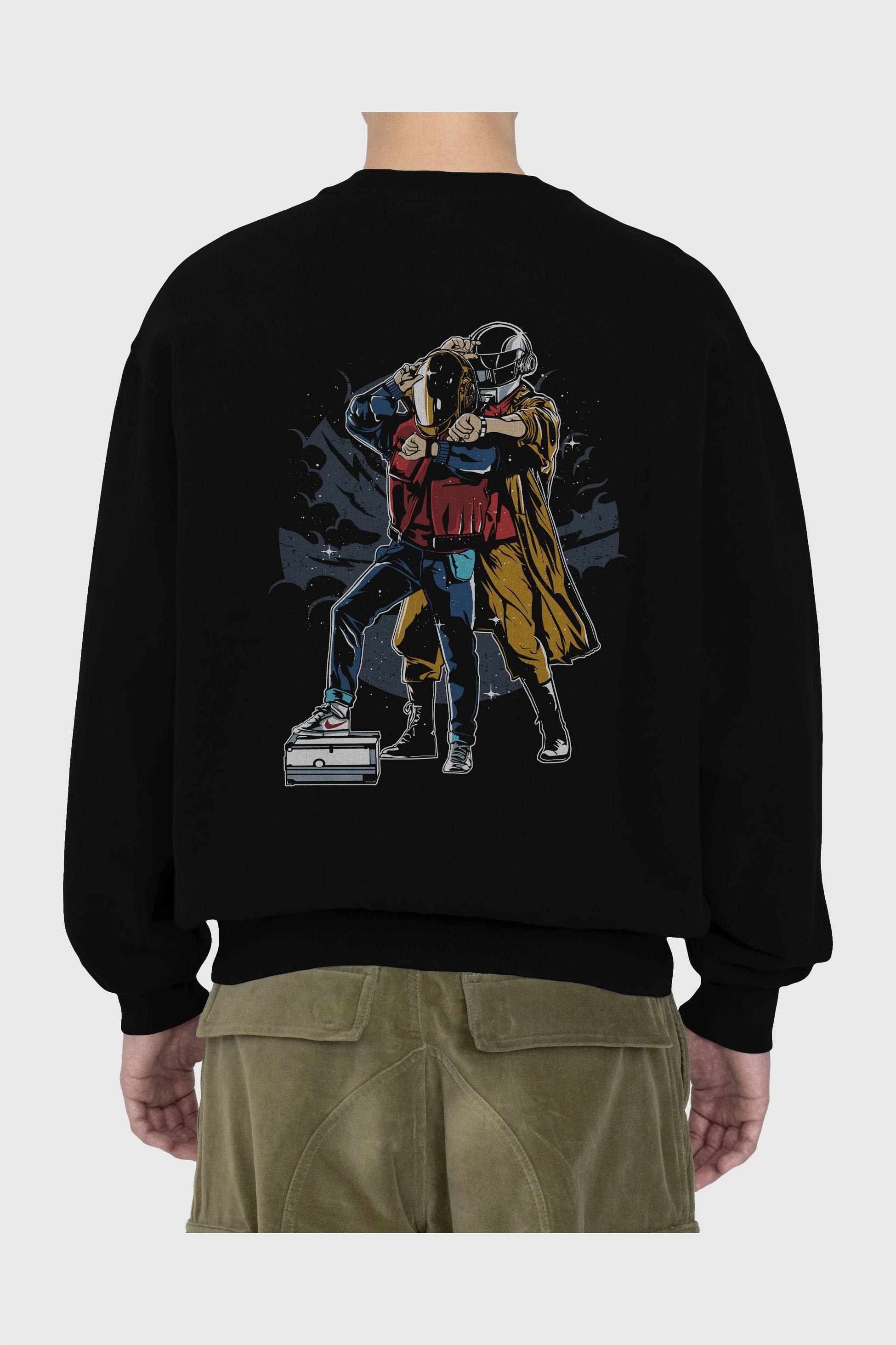 Back To The Beat Arka Baskılı Oversize Sweatshirt Erkek Kadın Unisex
