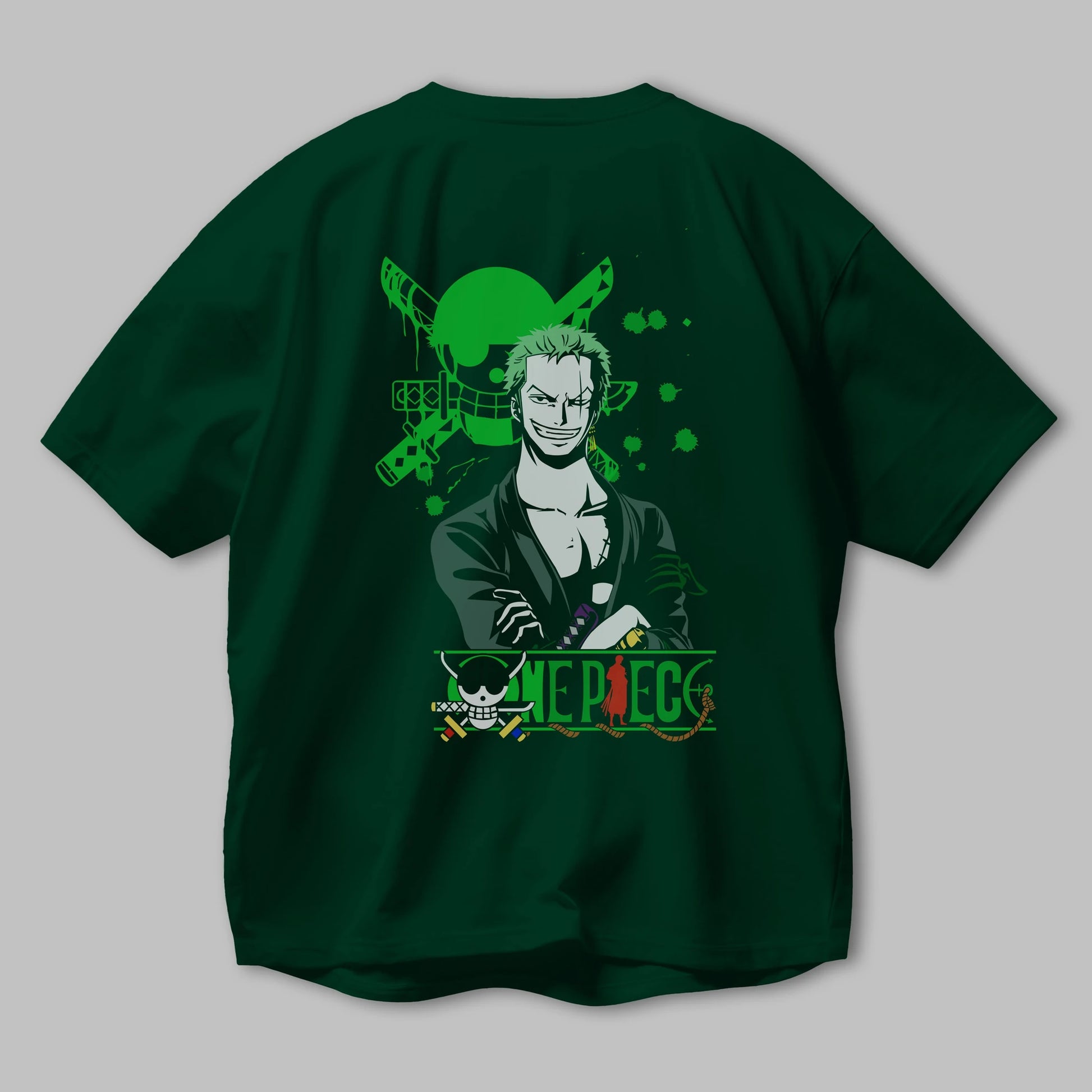 Roronoa Zoro 2 Anime Arka Baskılı Oversize t-shirt Erkek Kadın Unisex %100 pamuk tişort
