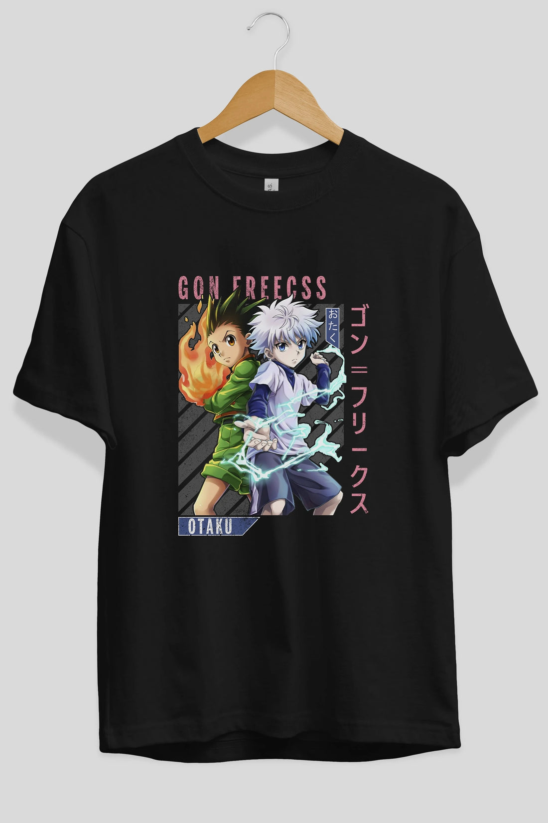 Gon Freecss HUNTER X HUNTER 1 Anime Ön Baskılı Oversize t-shirt %100 pamuk Erkek Kadın Unisex