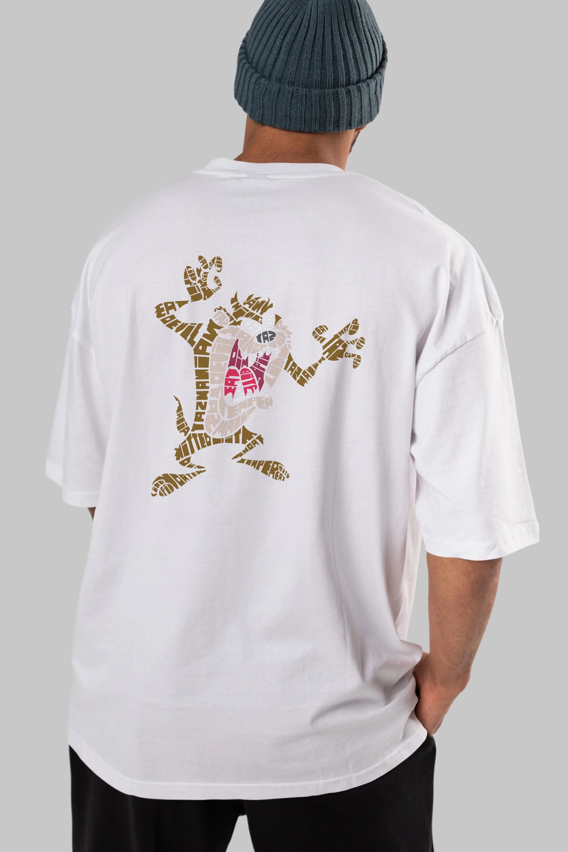Tazmania Arka Baskılı Oversize t-shirt %100 pamuk Erkek Kadın Unisex