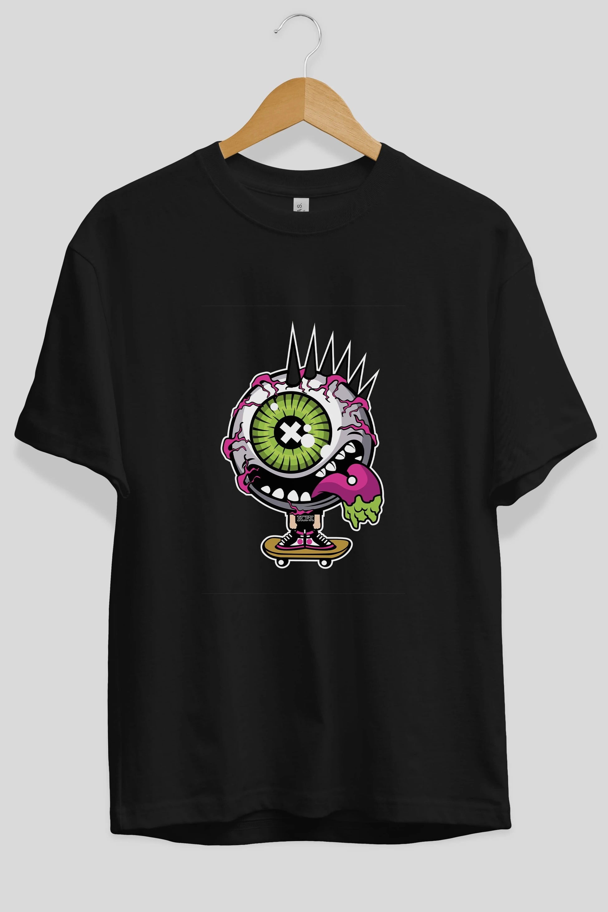 Eye Monster Skater Ön Baskılı Oversize t-shirt Erkek Kadın Unisex %100 Pamuk tişort