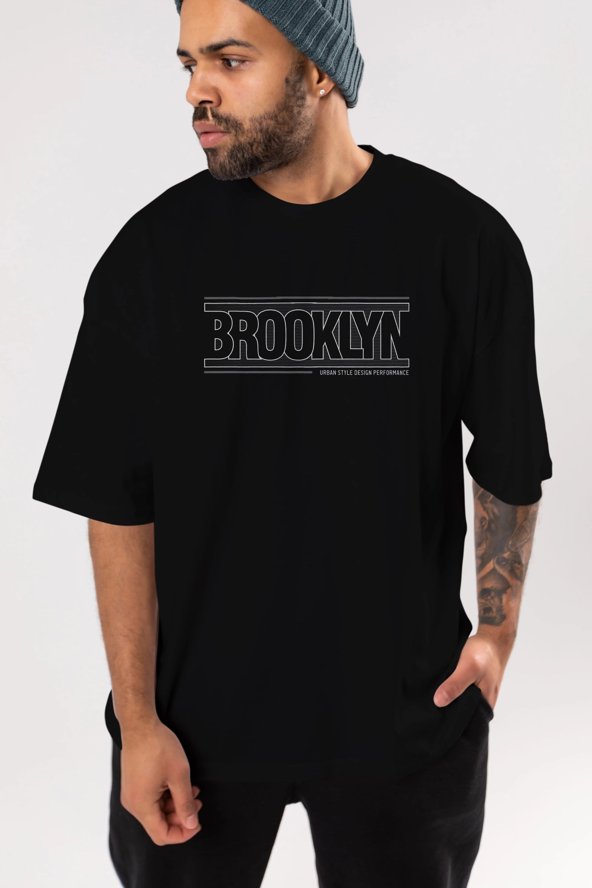 Brooklyn Ön Baskılı Oversize t-shirt Erkek Kadın Unisex