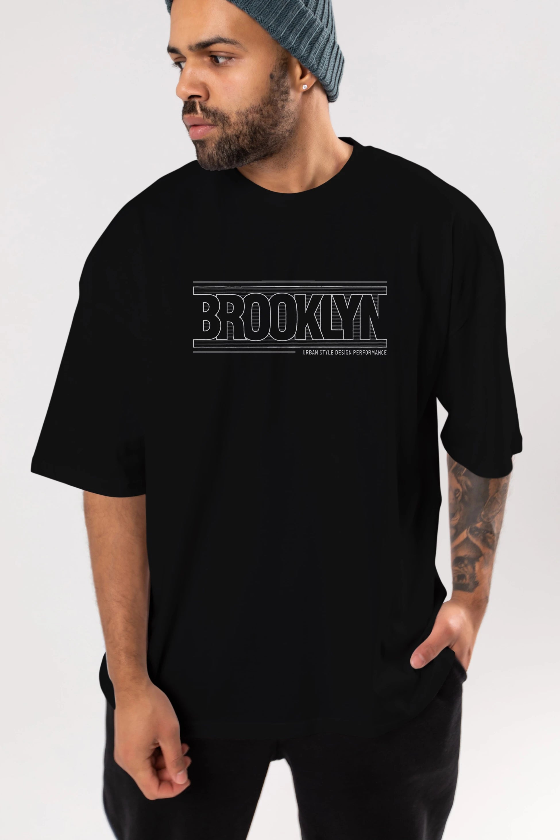 Brooklyn Ön Baskılı Oversize t-shirt Erkek Kadın Unisex