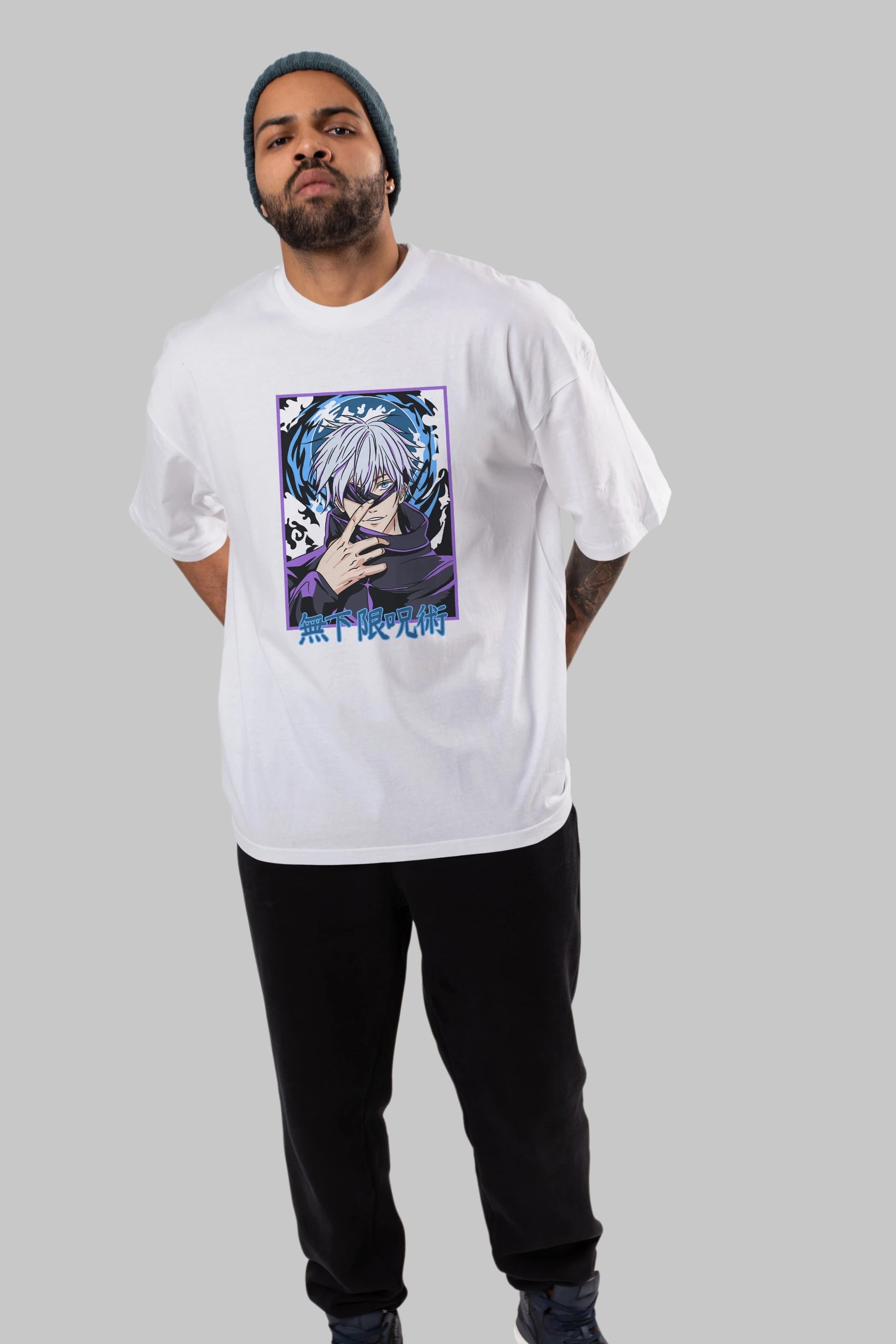 SATORU GOJO 3 Anime Ön Baskılı Oversize t-shirt %100 pamuk Erkek Kadın Unisex