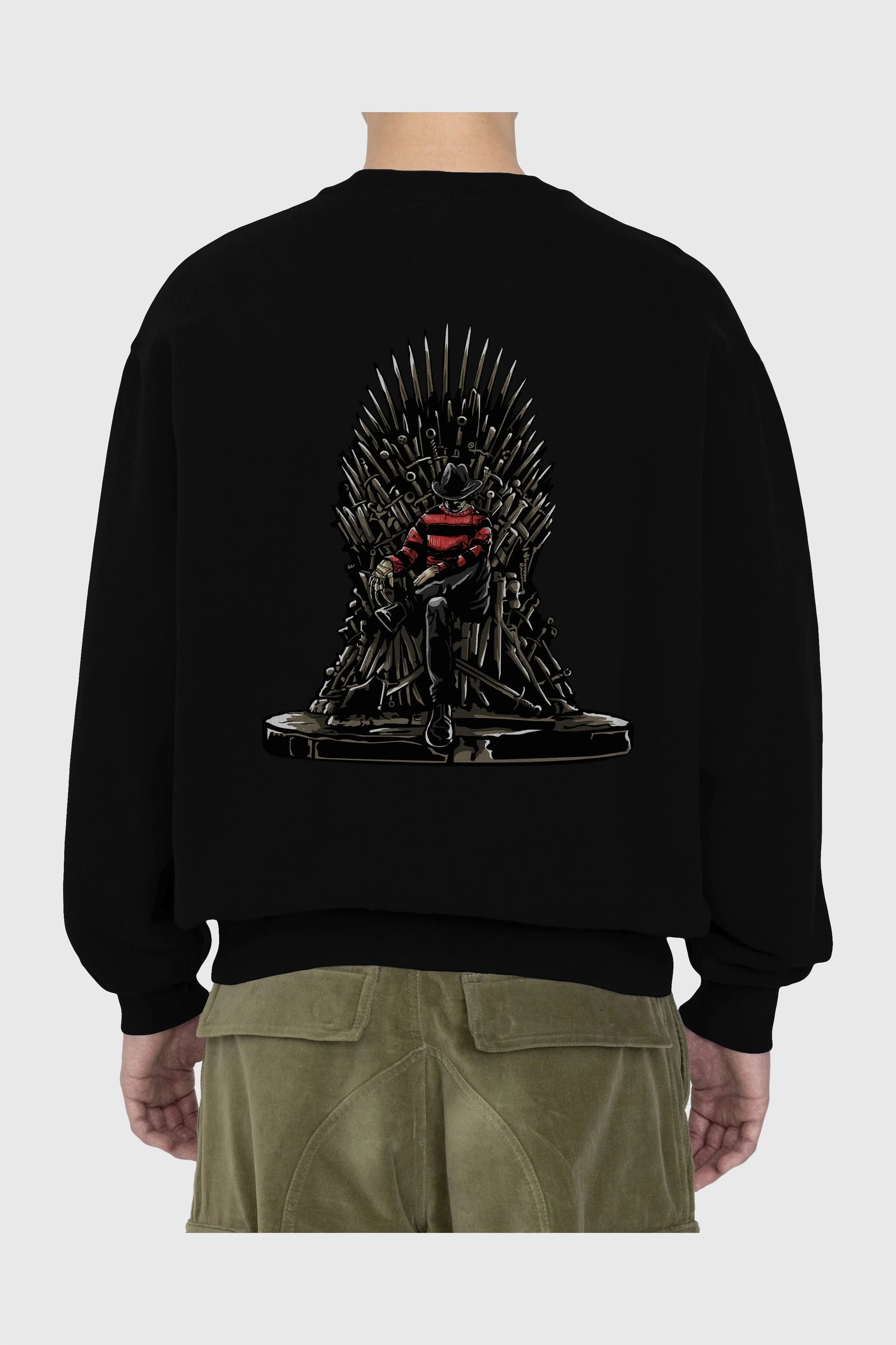 Nightmare Throne Arka Baskılı Oversize Sweatshirt Erkek Kadın Unisex