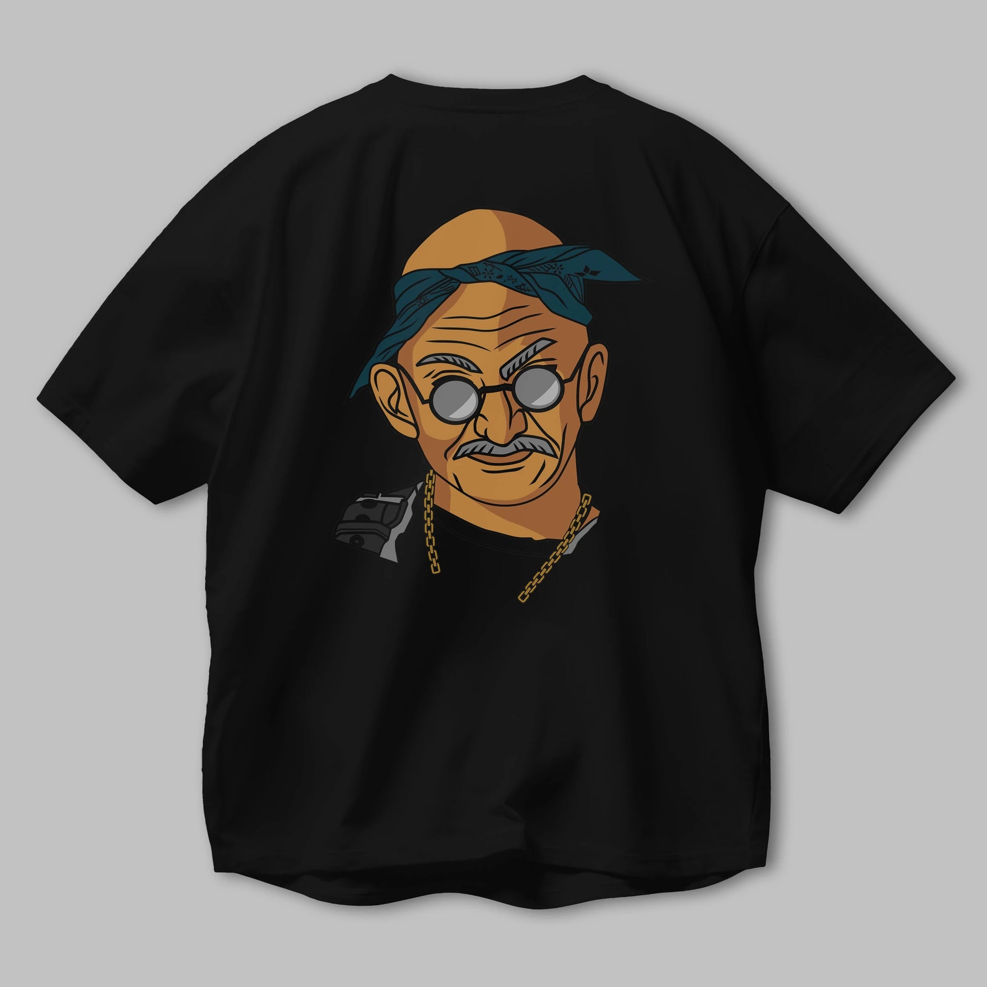Tupac Gandhi Arka Baskılı Oversize t-shirt Erkek Kadın Unisex %100 Pamuk tişort