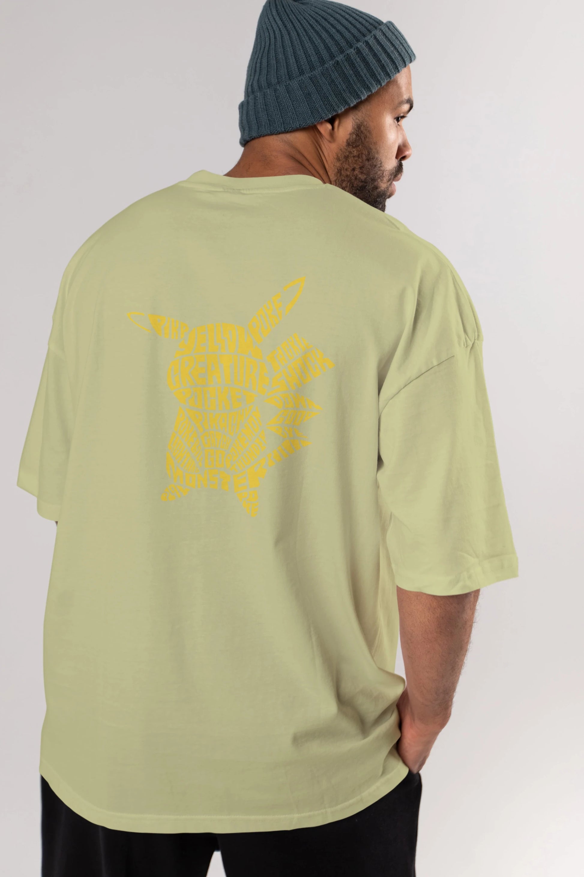 Pocket Monster Arka Baskılı Oversize t-shirt %100 pamuk Erkek Kadın Unisex