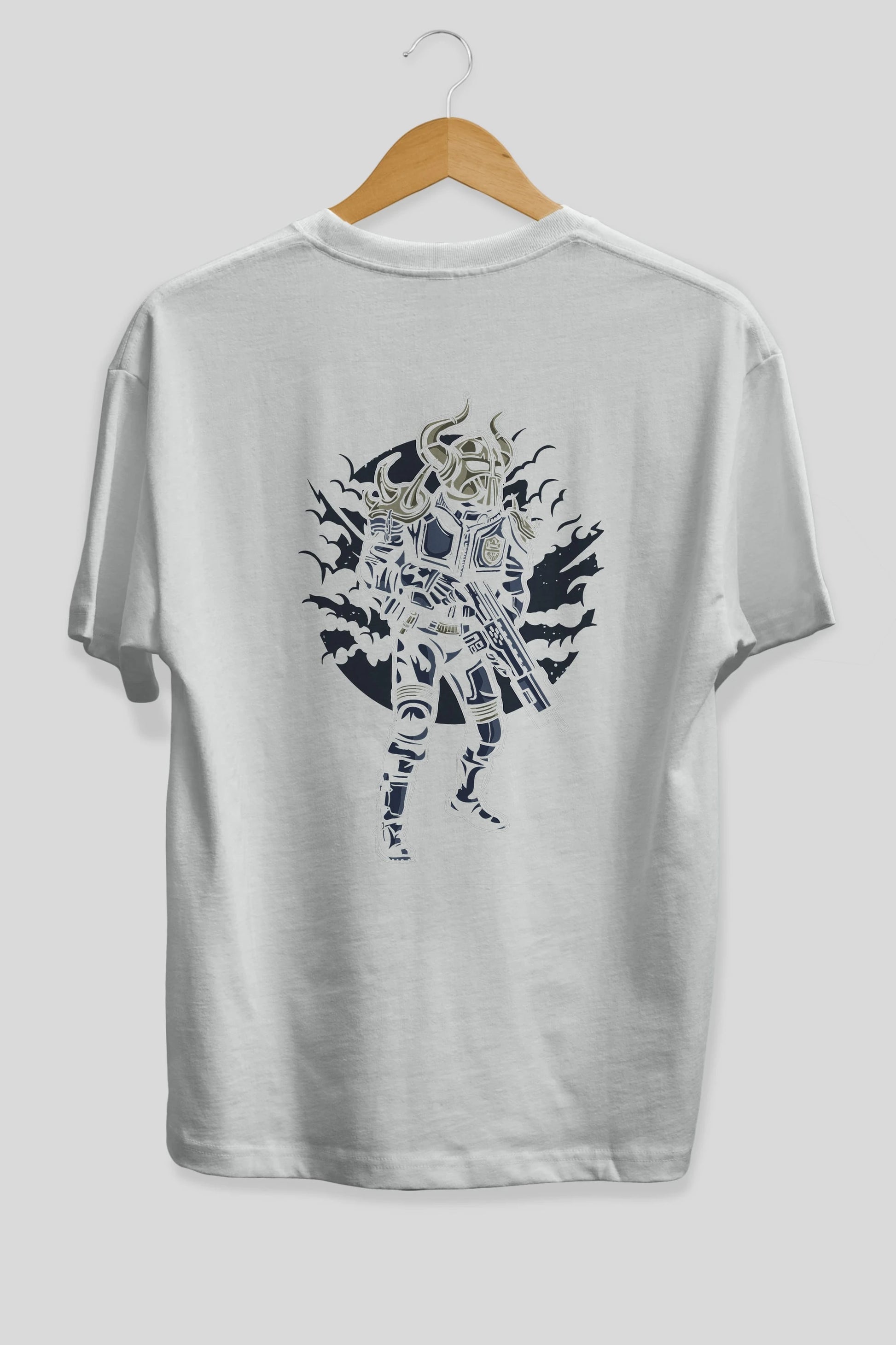Viking Soldier Arka Baskılı Oversize t-shirt Erkek Kadın Unisex %100 Pamuk