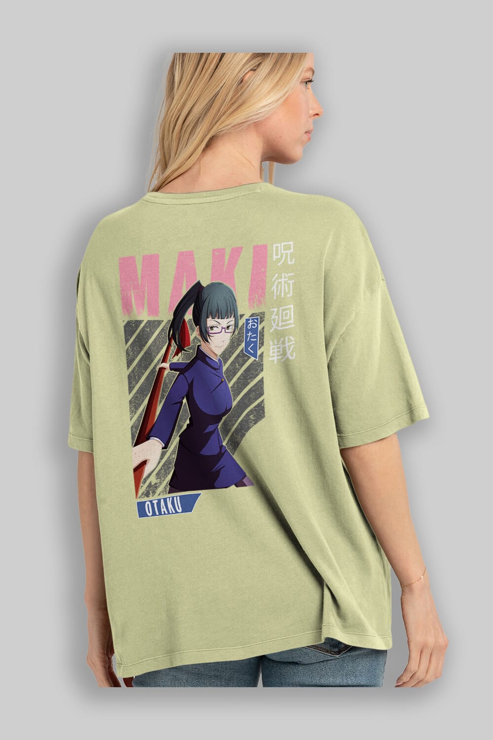 Maki Zenin CHAINSAWMAN Anime Arka Baskılı Oversize t-shirt Erkek Kadın Unisex
