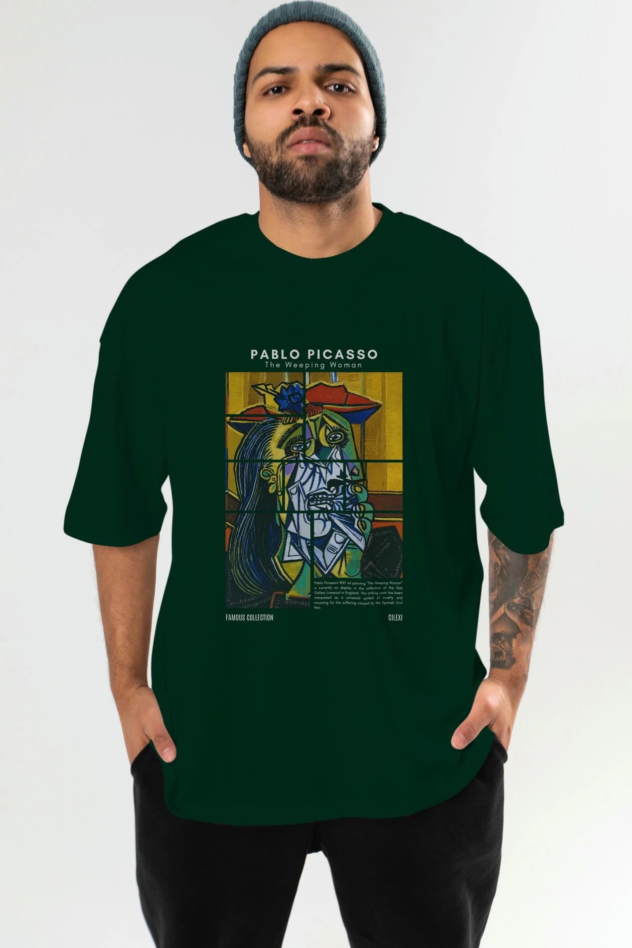 Pablo Picasso ön Baskılı Oversize t-shirt Erkek Kadın Bisiklet Yaka Pamuk tişort