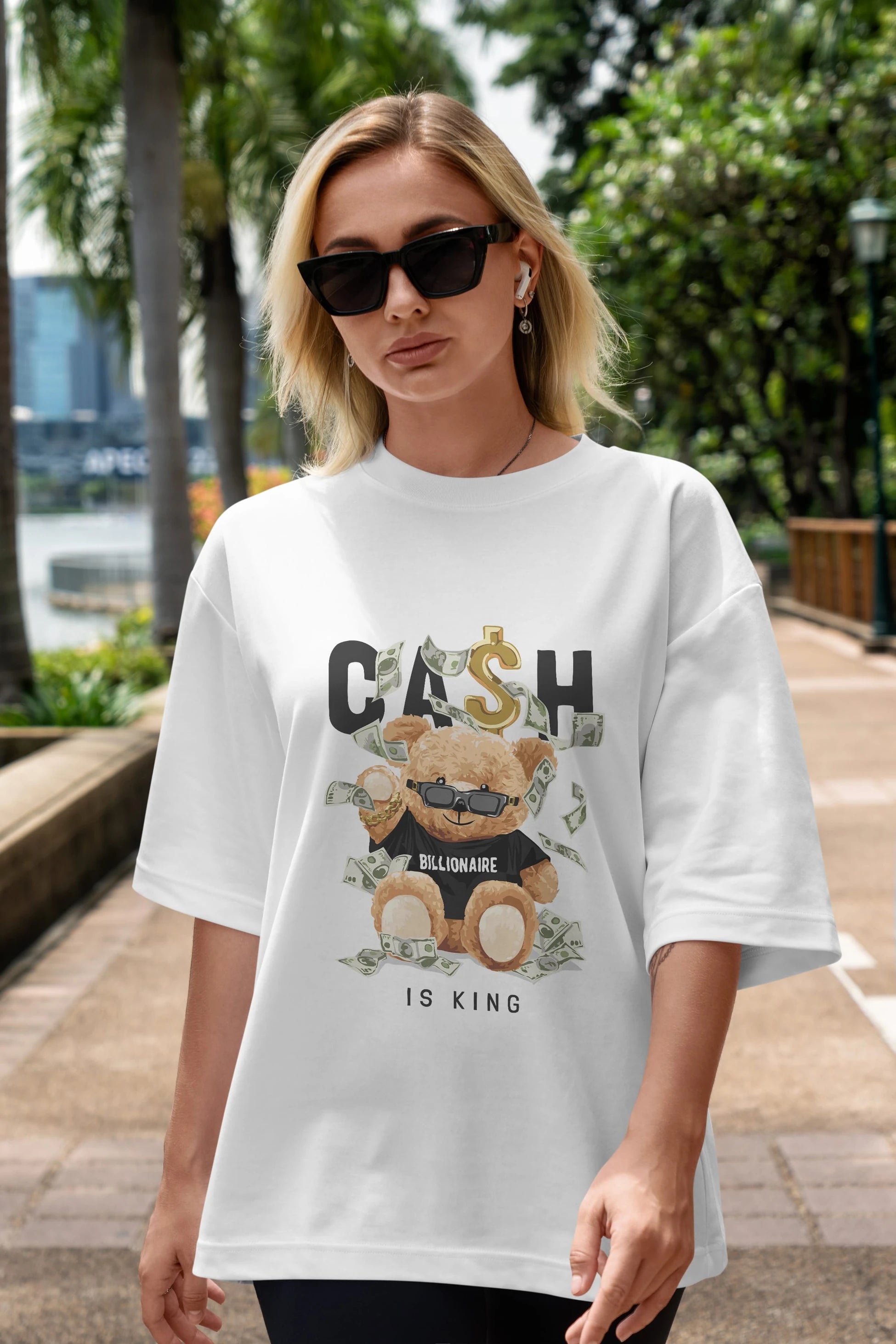 Teddy Bear Billionaire Ön Baskılı Oversize t-shirt Erkek Kadın Unisex %100 Pamuk