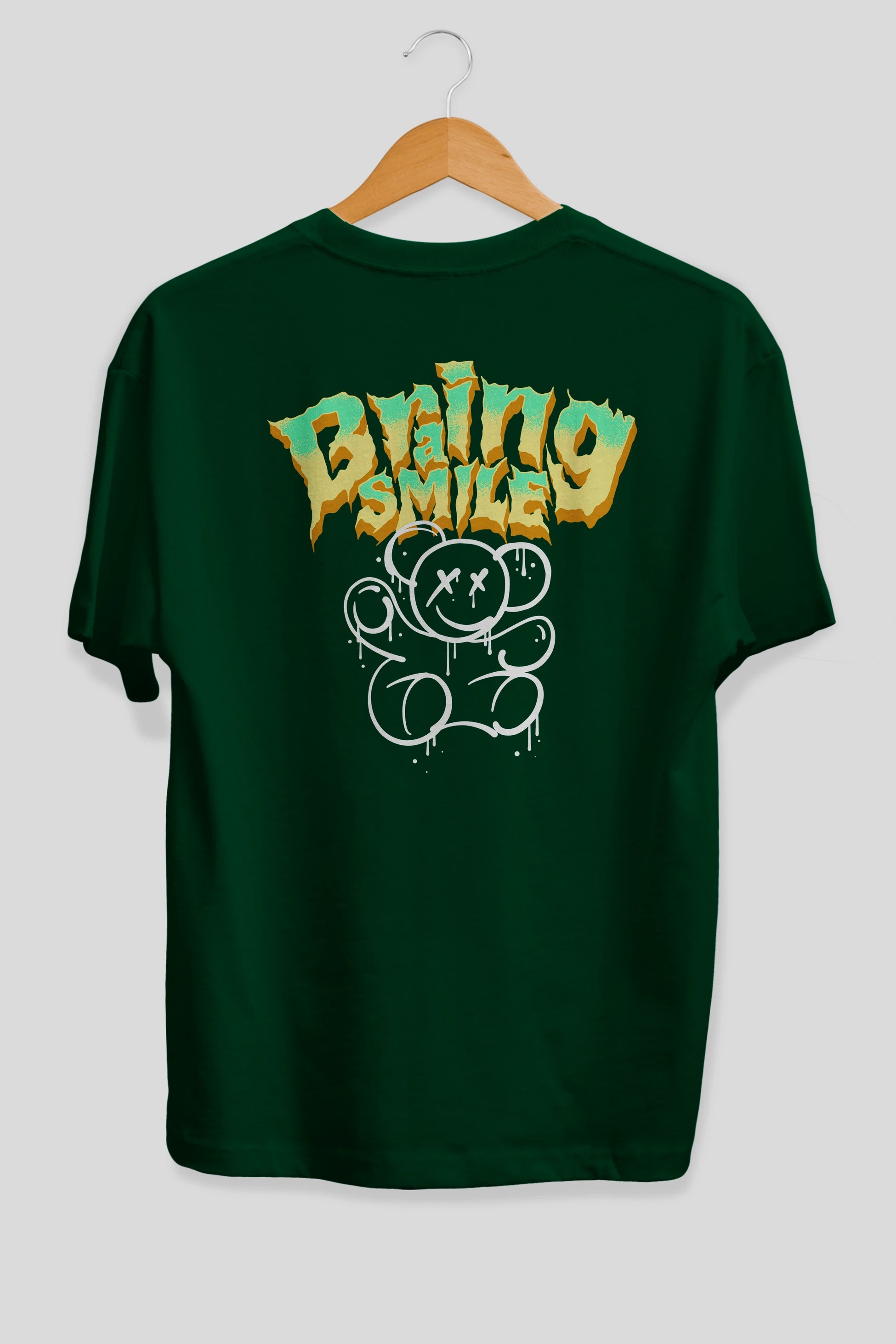 Teddy Bear Braing Smile Arka Baskılı Oversize t-shirt Erkek Kadın Unisex