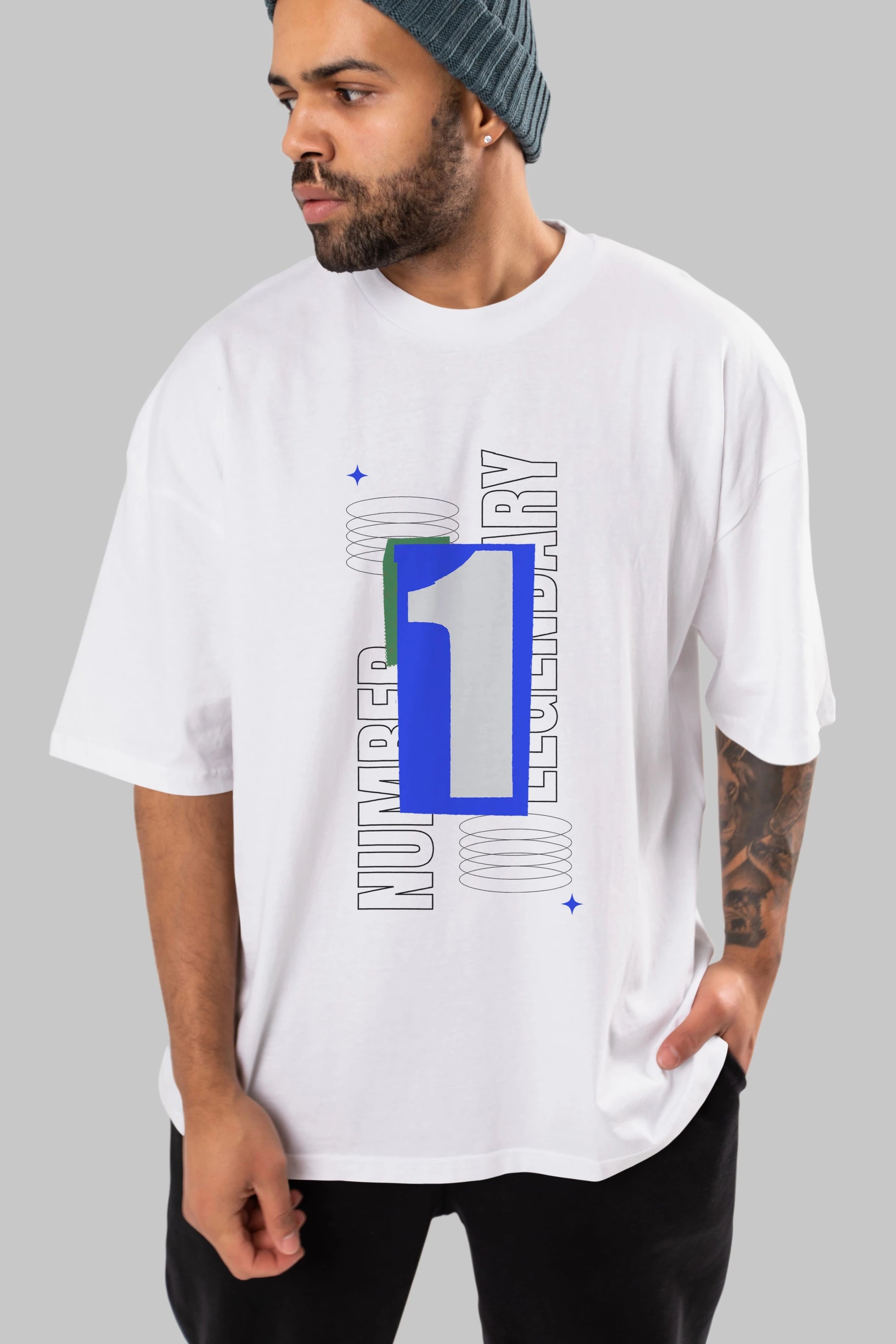 Number 1 Yazılı Ön Baskılı Oversize t-shirt Erkek Kadın Unisex