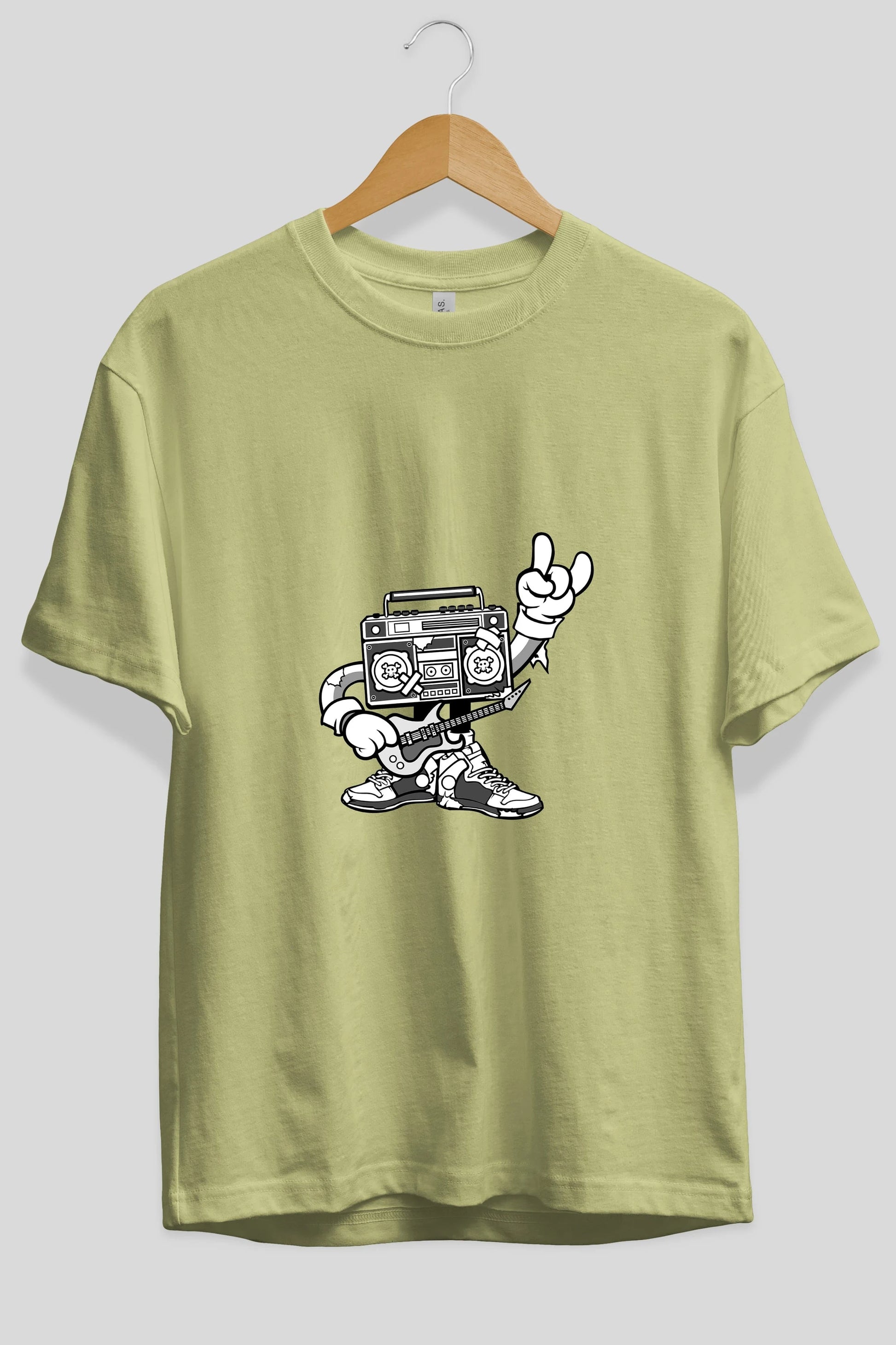 Boombox Rockstar Ön Baskılı Oversize t-shirt Erkek Kadın Unisex %100 Pamuk tişort
