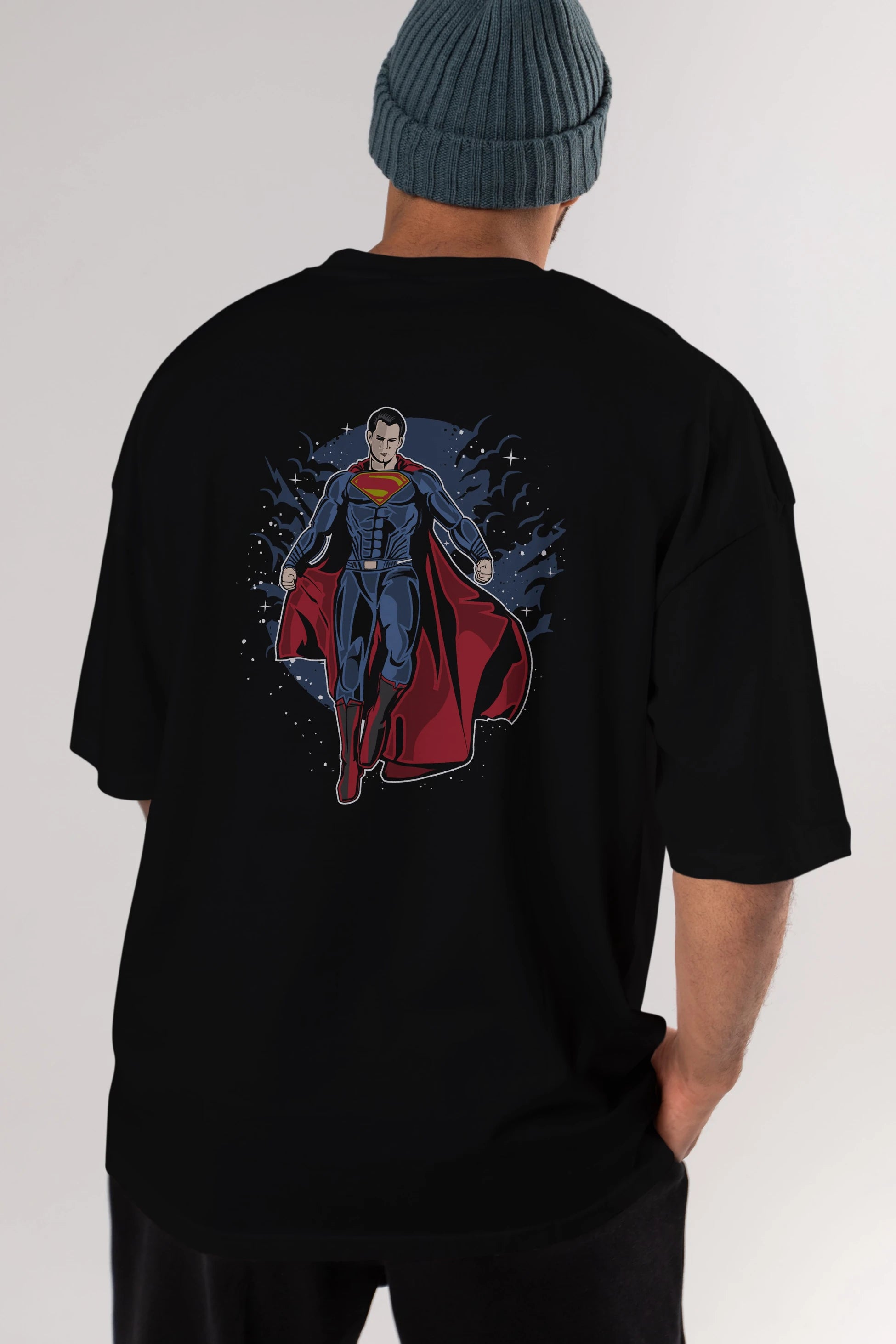 SUPERMAN Arka Baskılı Oversize t-shirt Erkek Kadın Unisex %100 Pamuk