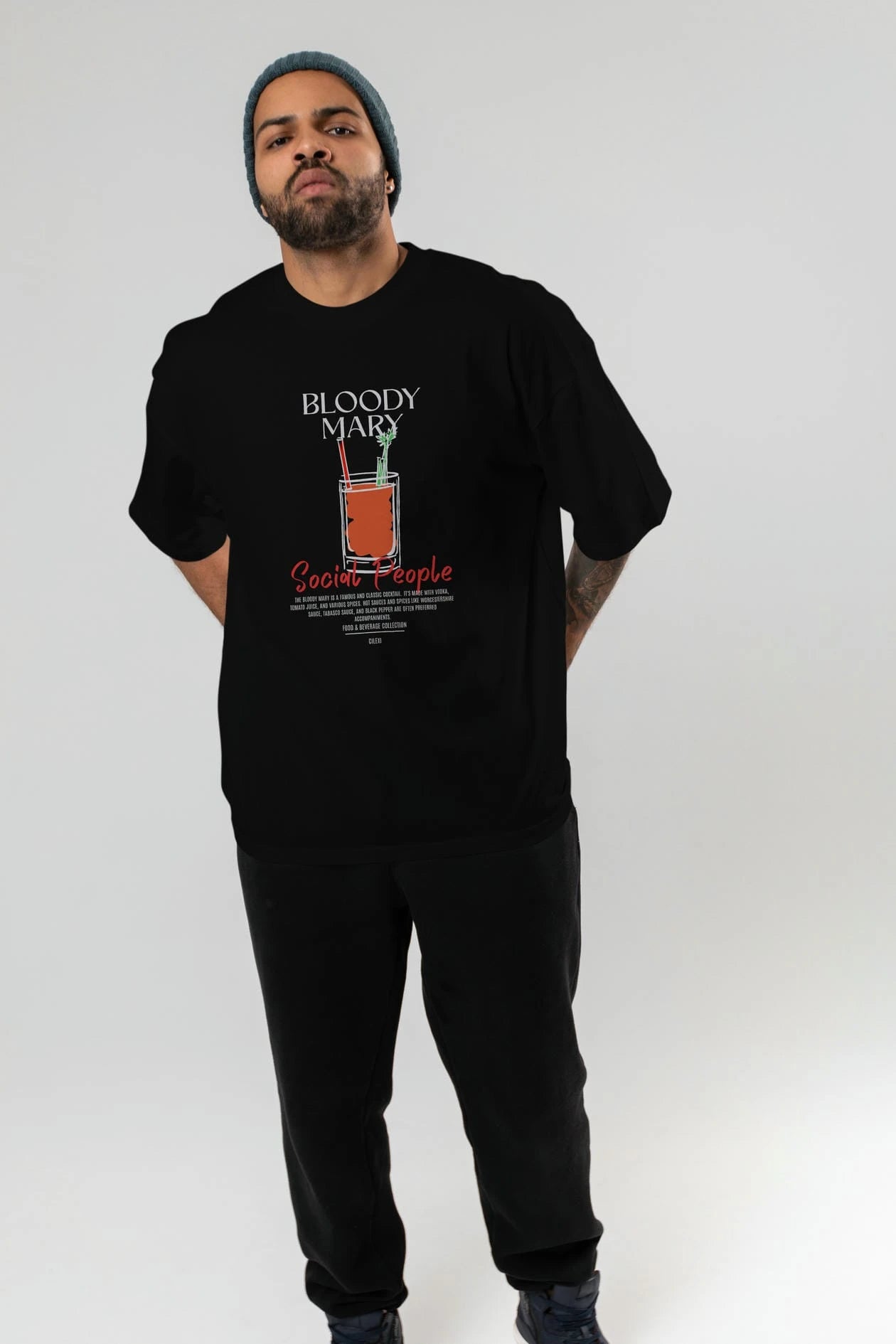 Bloody Mary Kokteyl Serisi ön Baskılı Oversize t-shirt Erkek Kadın %100 Pamuk Bisiklet Yaka tişort