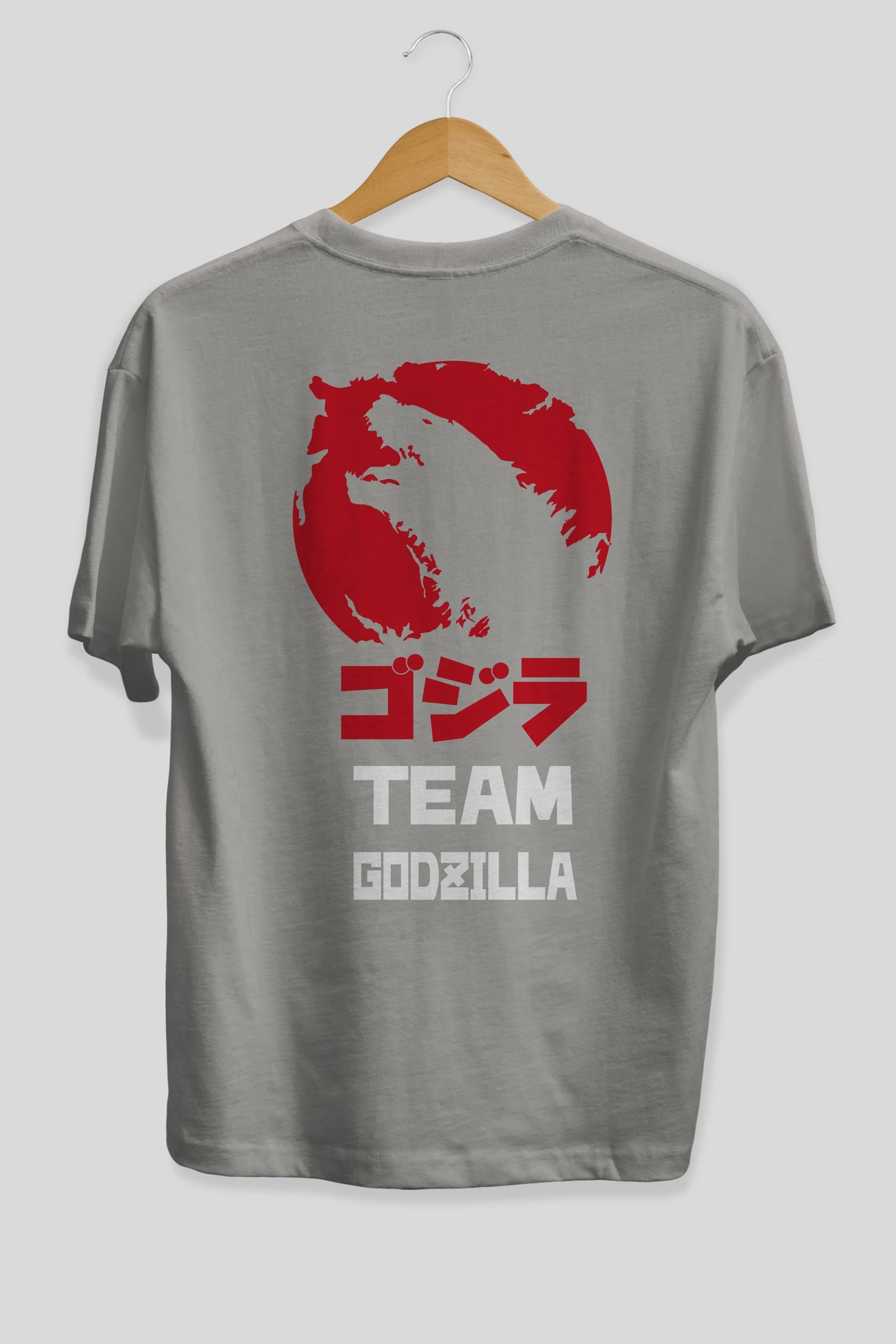 Team Godzilla Arka Baskılı Oversize t-shirt Erkek Kadın Unisex %100 Pamuk Bisiklet Yaka tişort