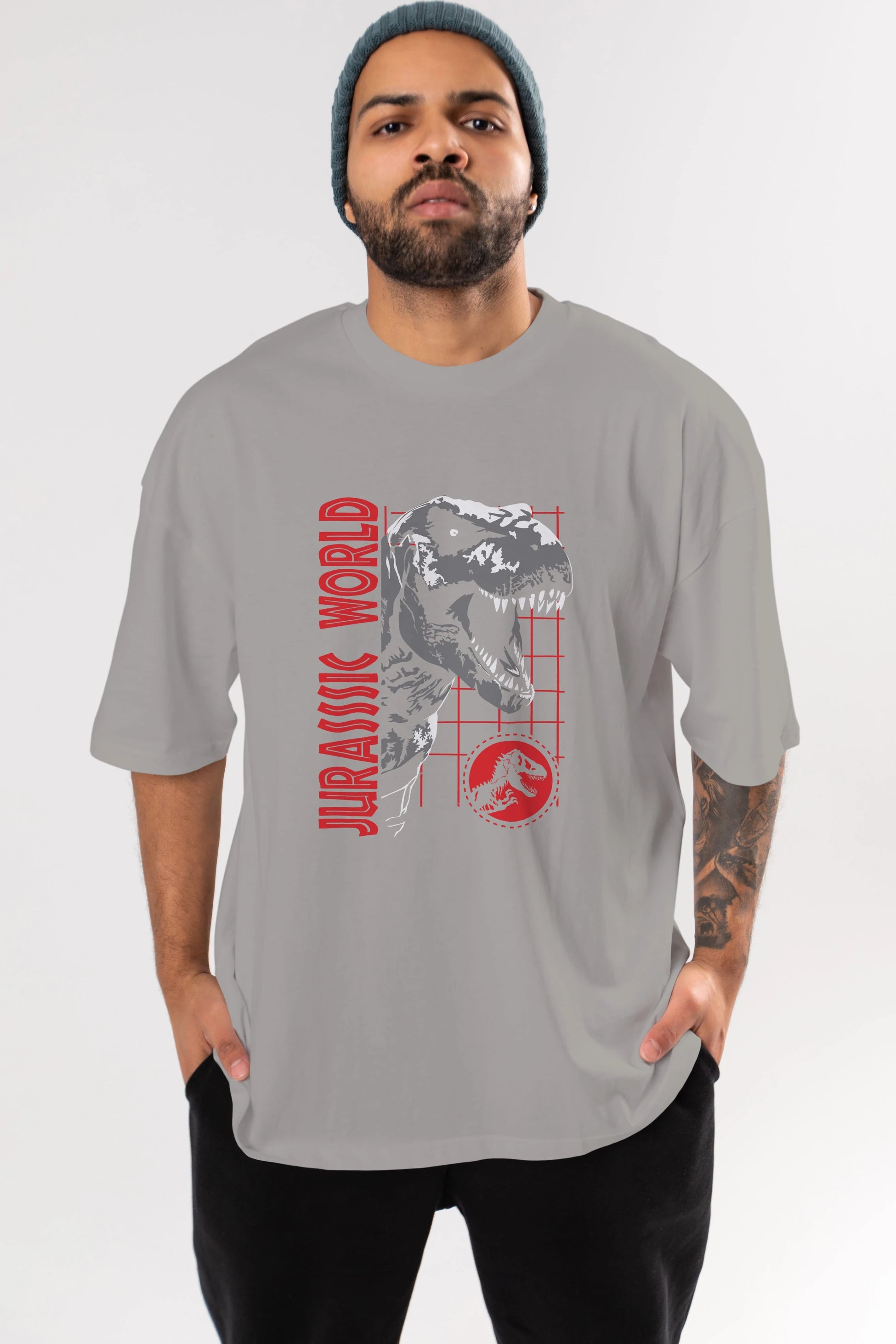 Jurassic Park (2) Ön Baskılı Oversize t-shirt Erkek Kadın Unisex %100 Pamuk Bisiklet Yaka tişort