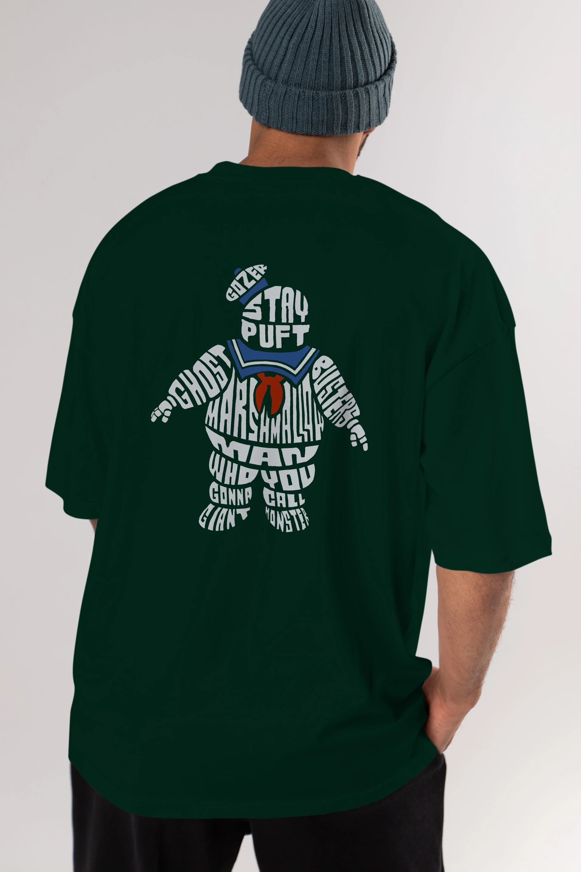 Stay Puft Arka Baskılı Oversize t-shirt %100 pamuk Erkek Kadın Unisex