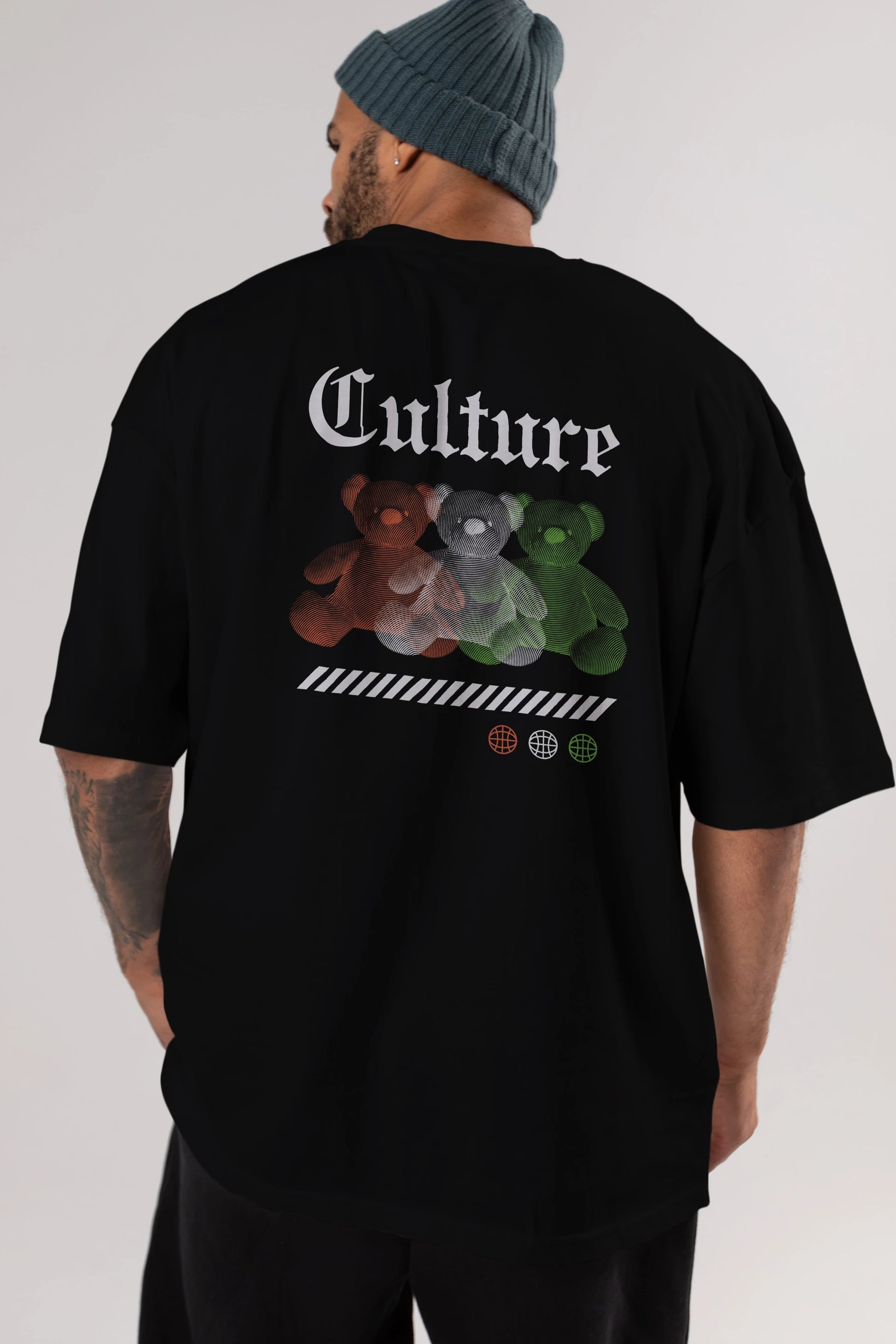 Culture Bear Arka Baskılı Oversize t-shirt Erkek Kadın Unisex
