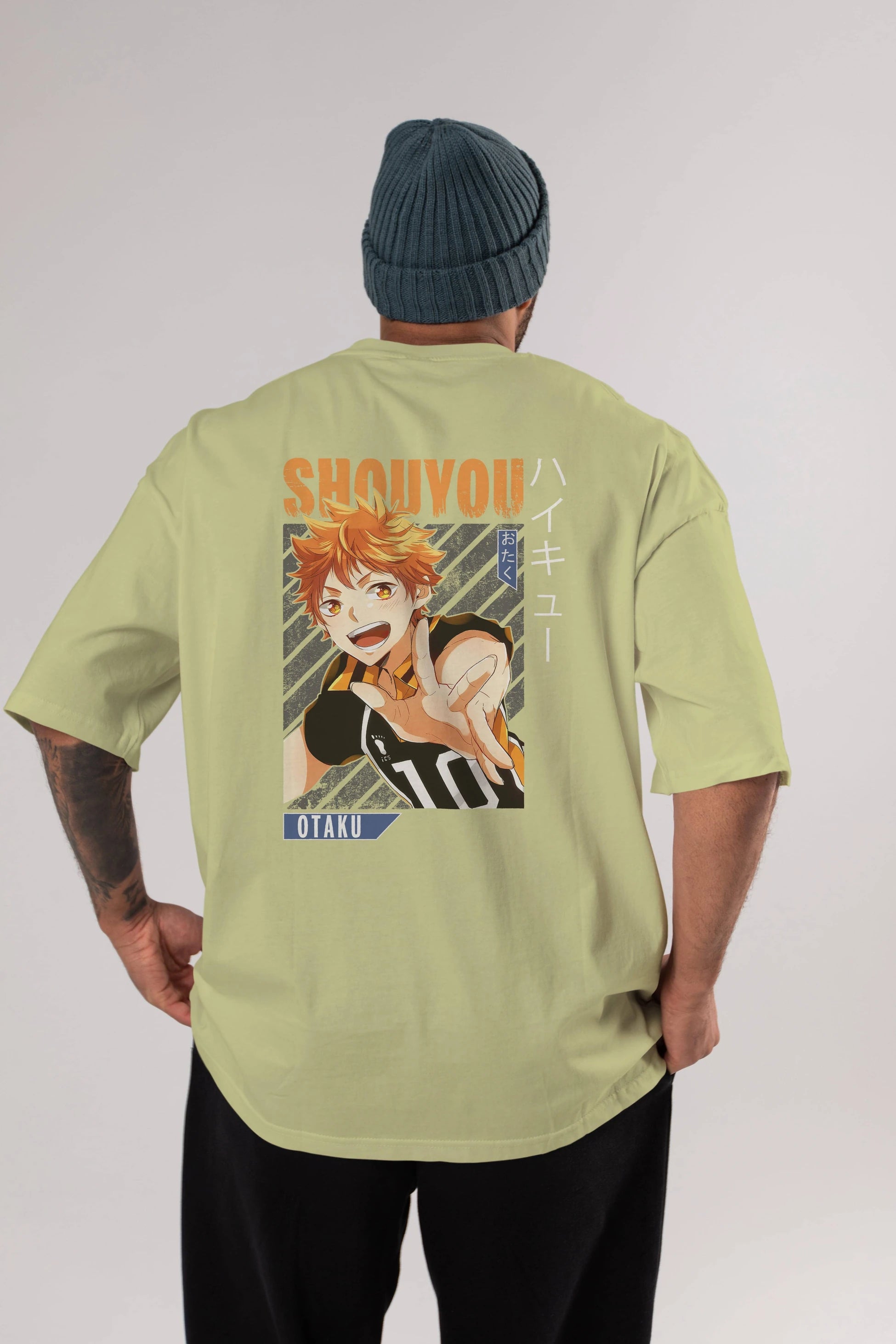 Shouyou Hinata 9 Anime Arka Baskılı Oversize t-shirt Erkek Kadın Unisex