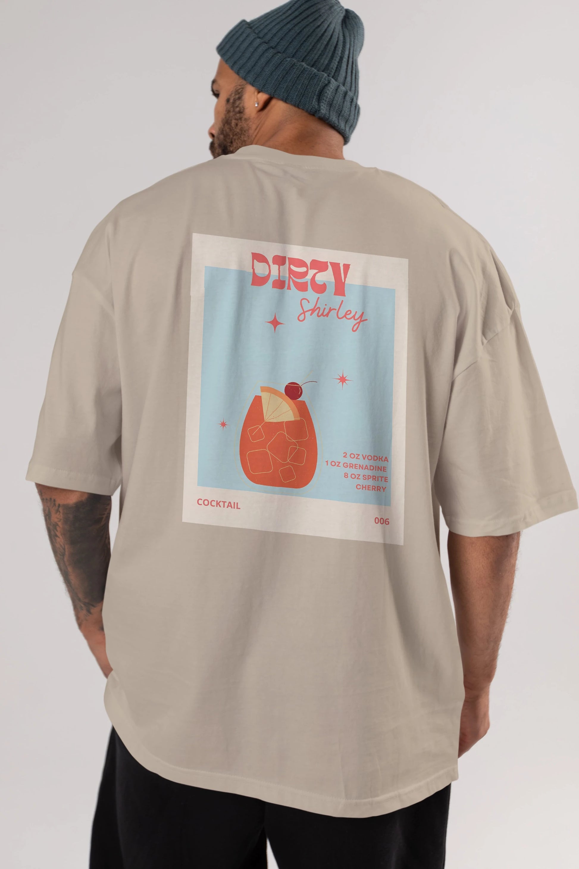 Dirty Shirley Arka Baskılı Oversize t-shirt Erkek Kadın Unisex %100 Pamuk Bisiklet Yaka tişort