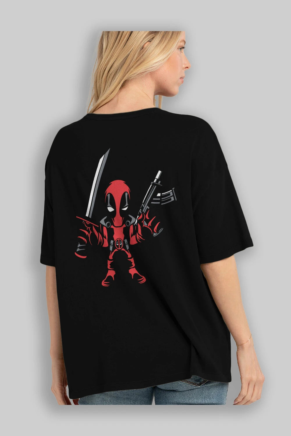 Deadpool (11) Arka Baskılı Oversize t-shirt Erkek Kadın Unisex %100 Pamuk Bisiklet Yaka tişort