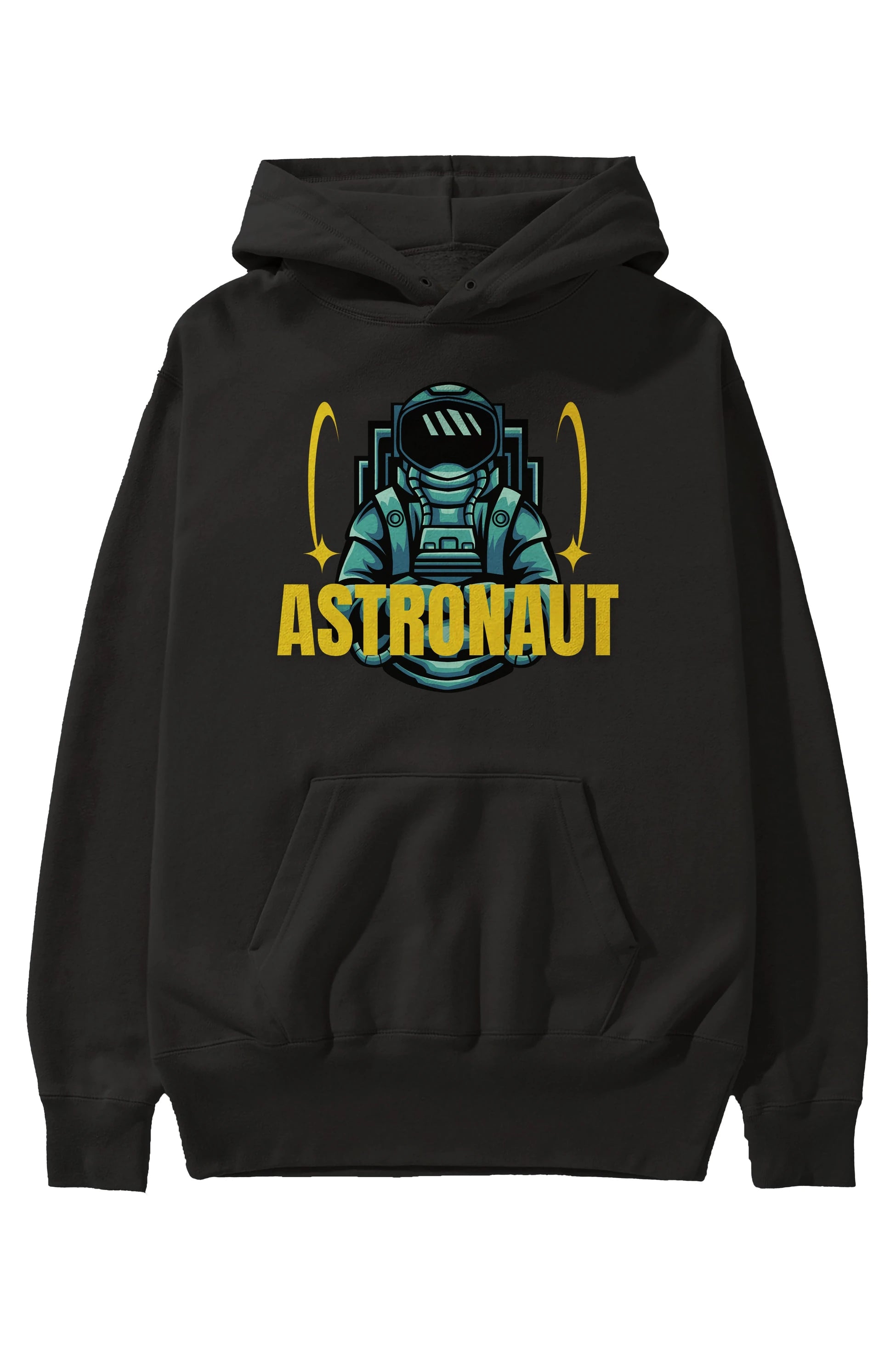 Astronaut Ön Baskılı Oversize Hoodie Kapüşonlu Sweatshirt Erkek Kadın Unisex