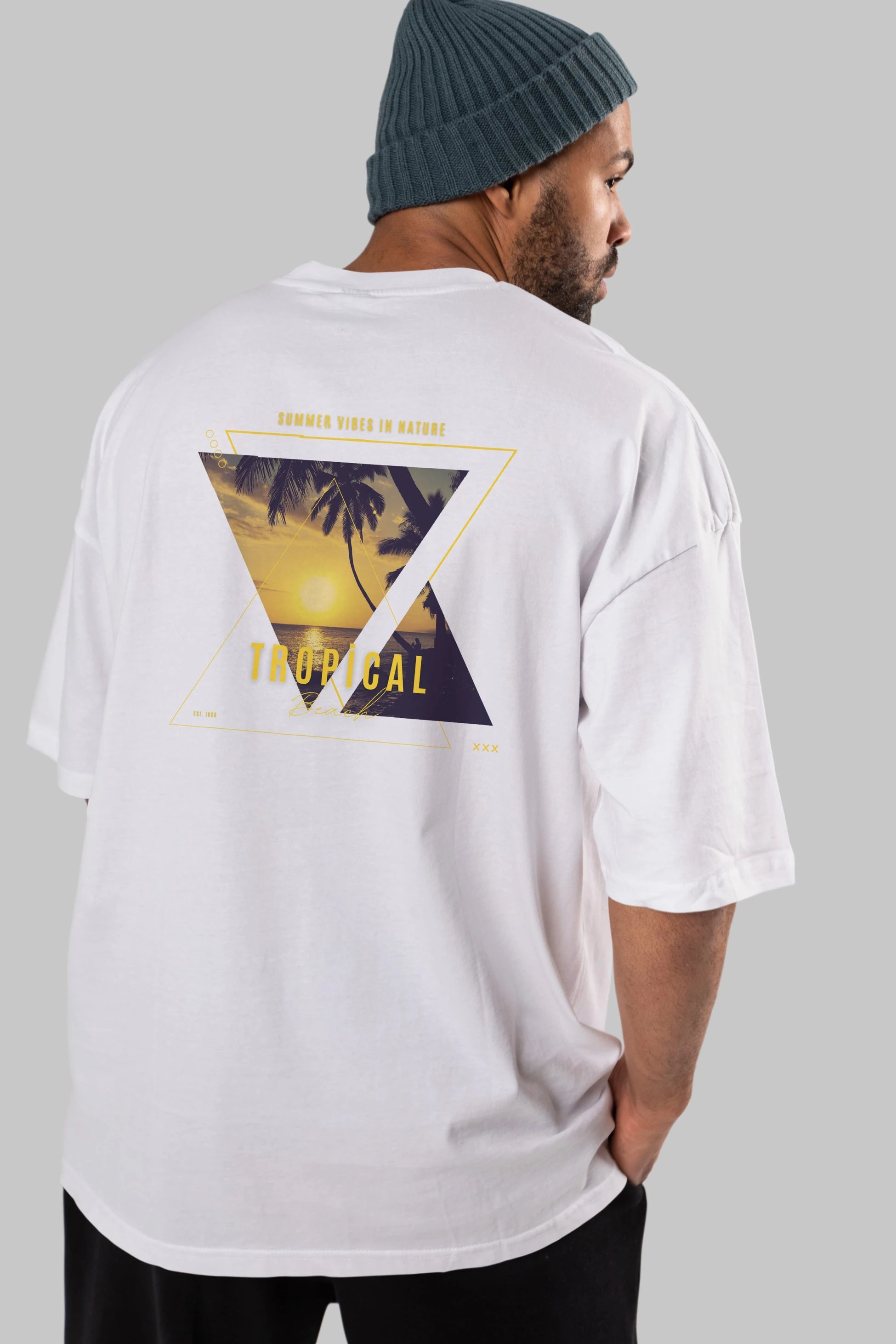 Summer Vibes Yazılı Arka Baskılı Oversize t-shirt Erkek Kadın Unisex