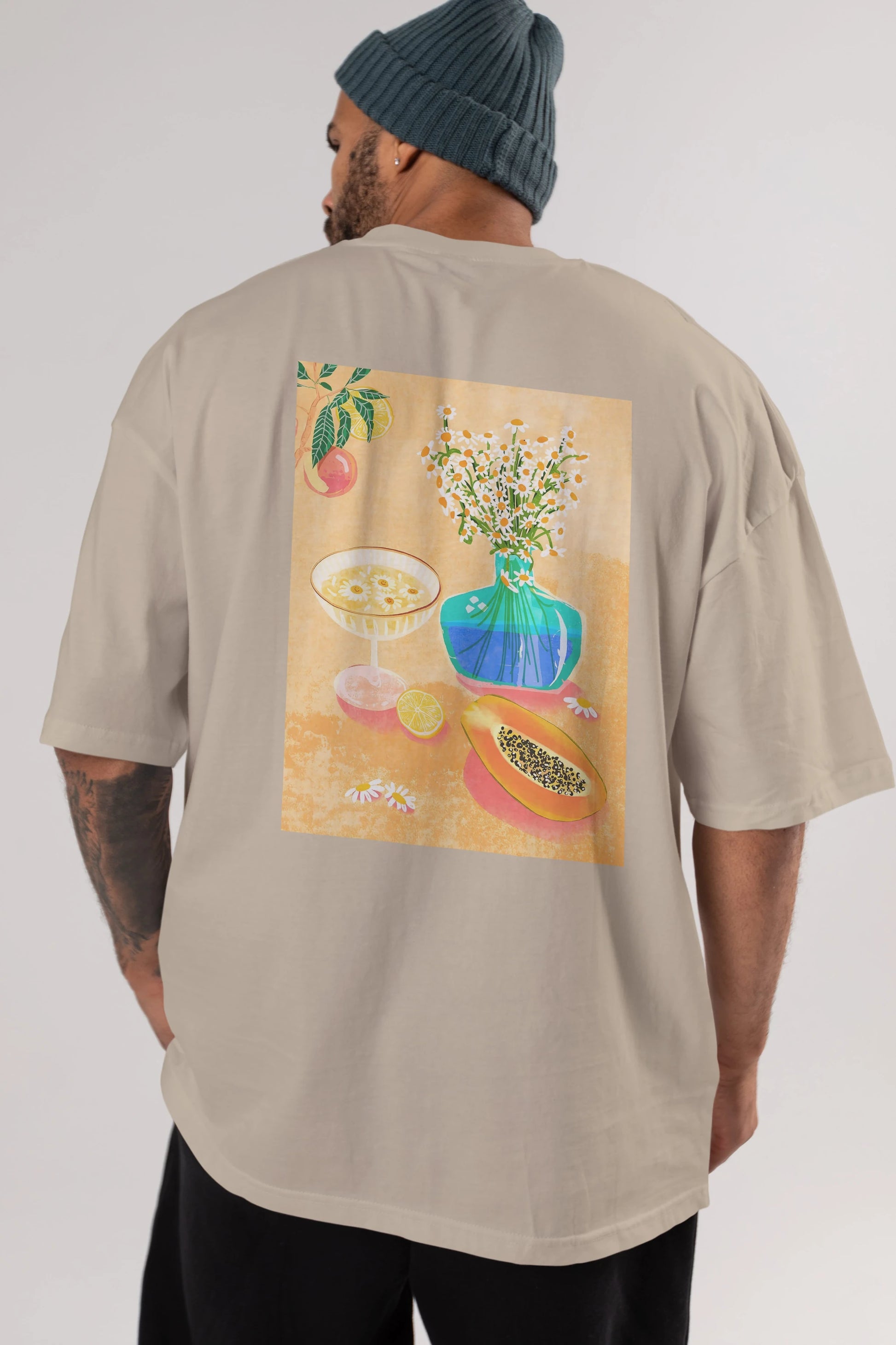 Cheers 2 Arka Baskılı Oversize t-shirt Erkek Kadın Unisex %100 Pamuk Bisiklet Yaka tişort
