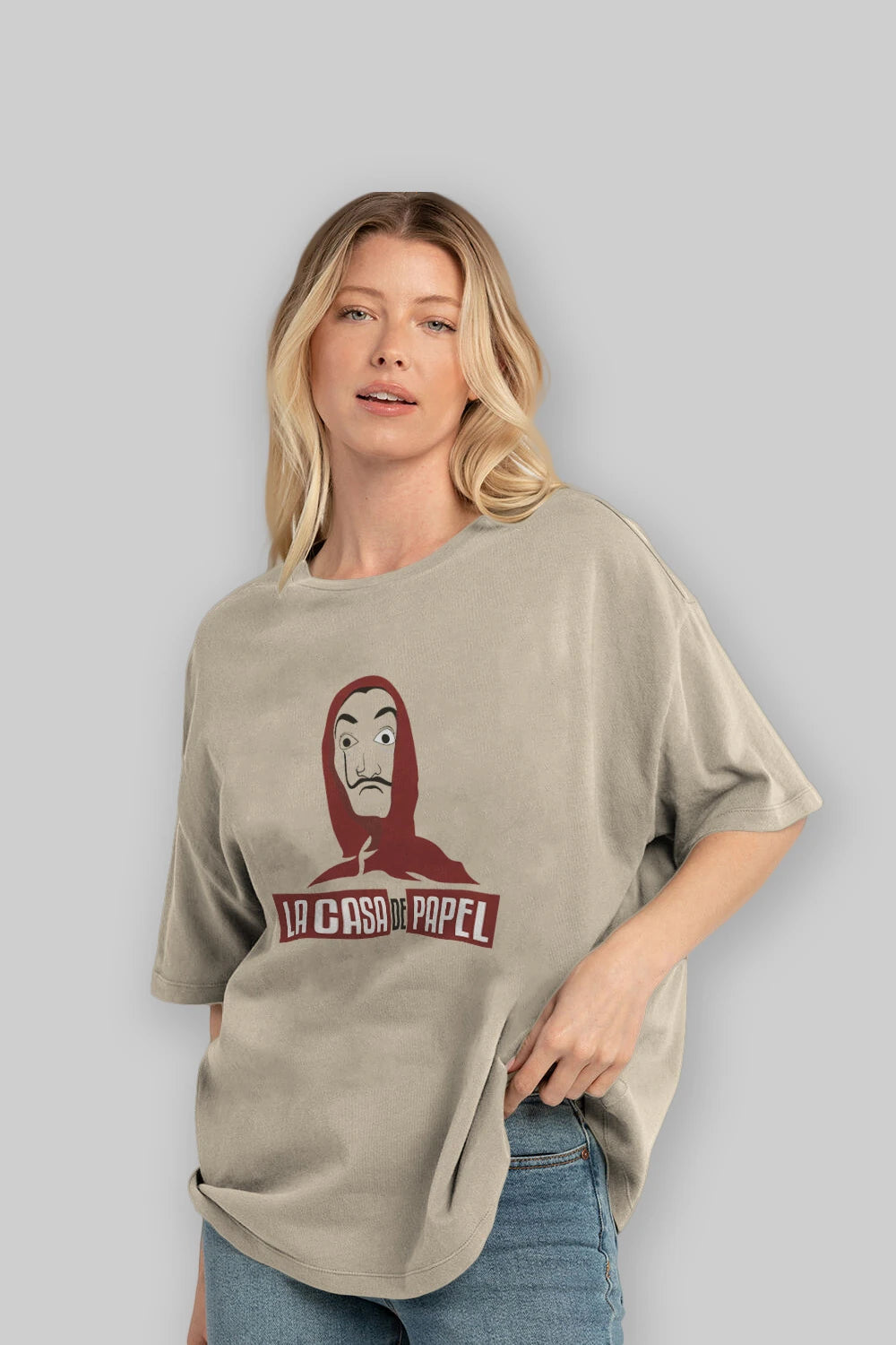 La Casa De Papel (1) Ön Baskılı Oversize t-shirt Erkek Kadın Unisex %100 Pamuk Bisiklet Yaka tişort