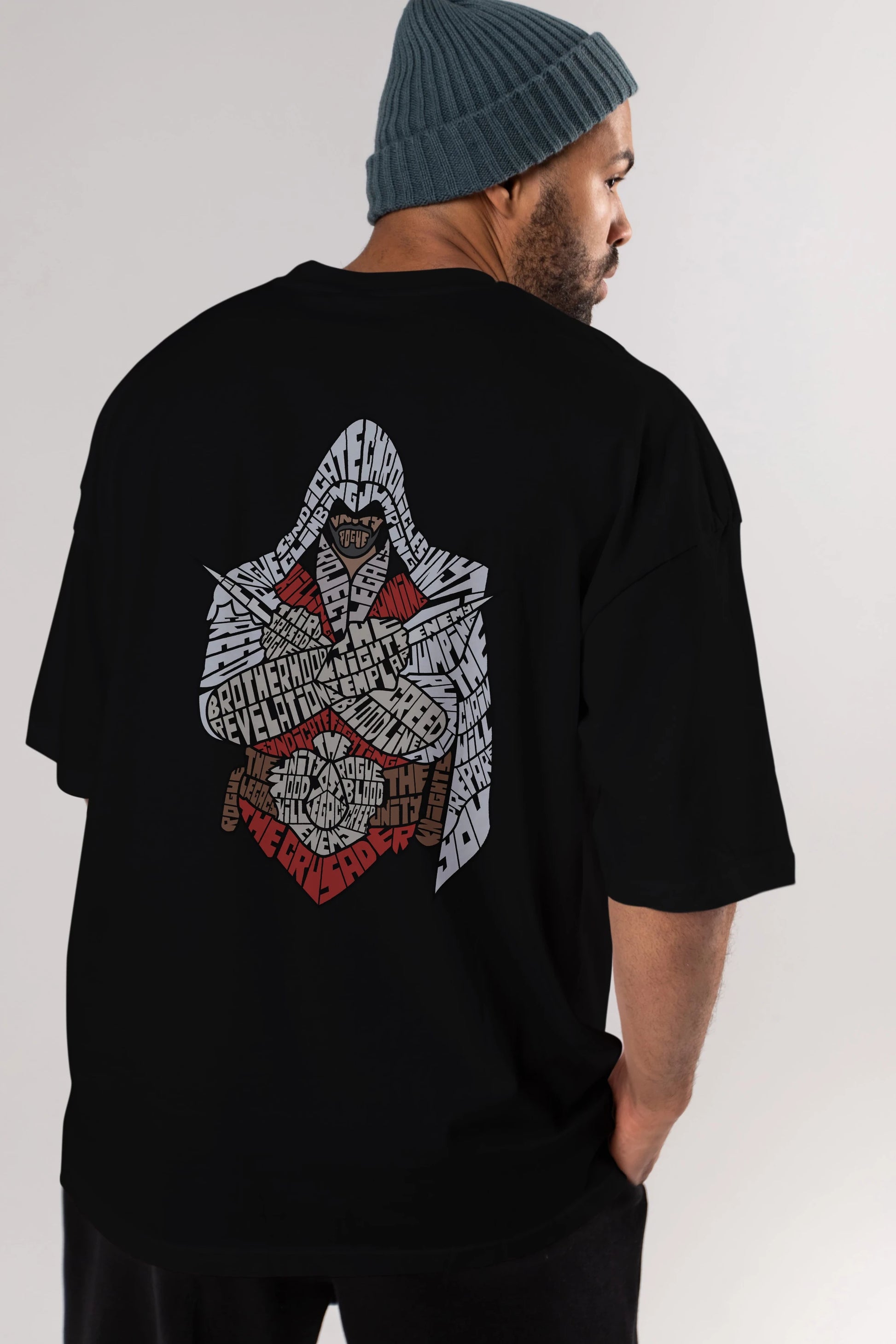Assassins Arka Baskılı Oversize t-shirt %100 pamuk Erkek Kadın Unisex