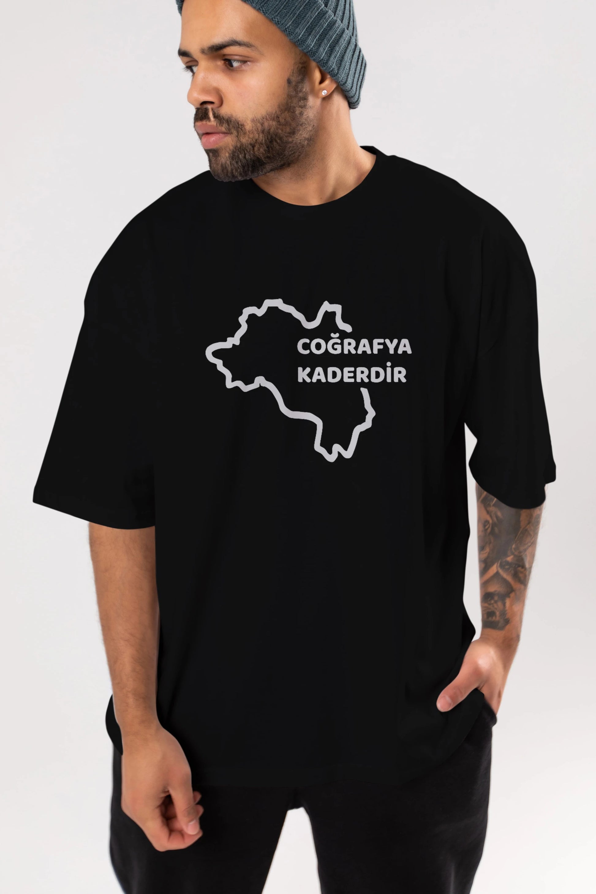 Coğrafya Kaderdir Ön Baskılı Oversize t-shirt %100 pamuk Erkek Kadın Unisex