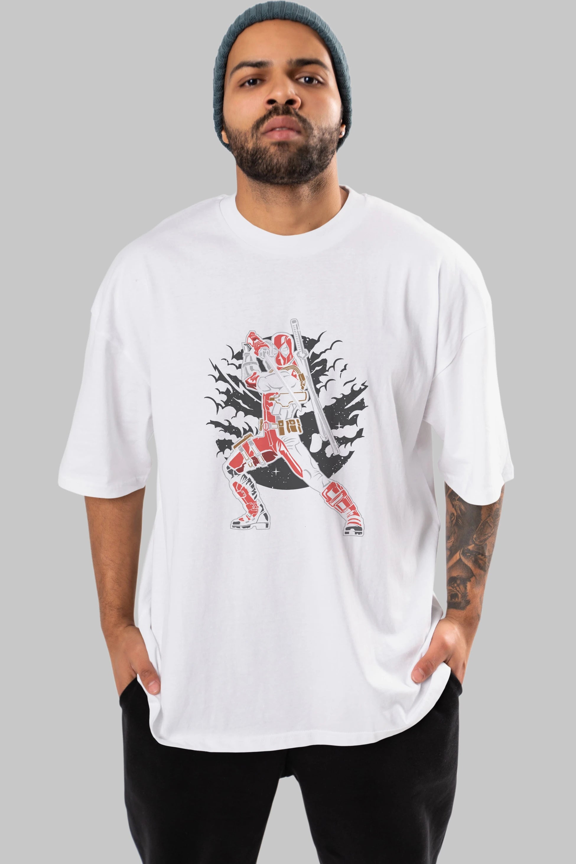 Deadpool Ön Baskılı Oversize t-shirt Erkek Kadın Unisex %100 Pamuk tişort