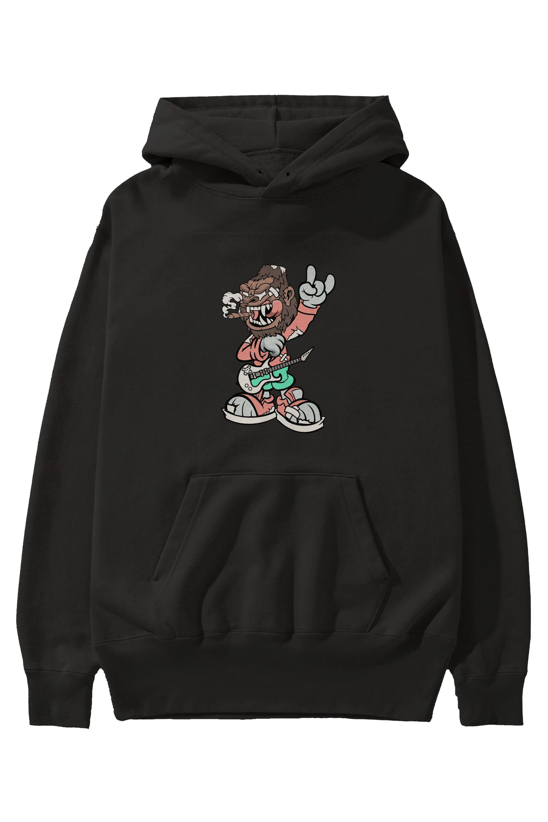 Gorilla Rockstar Ön Baskılı Hoodie Oversize Kapüşonlu Sweatshirt Erkek Kadın Unisex