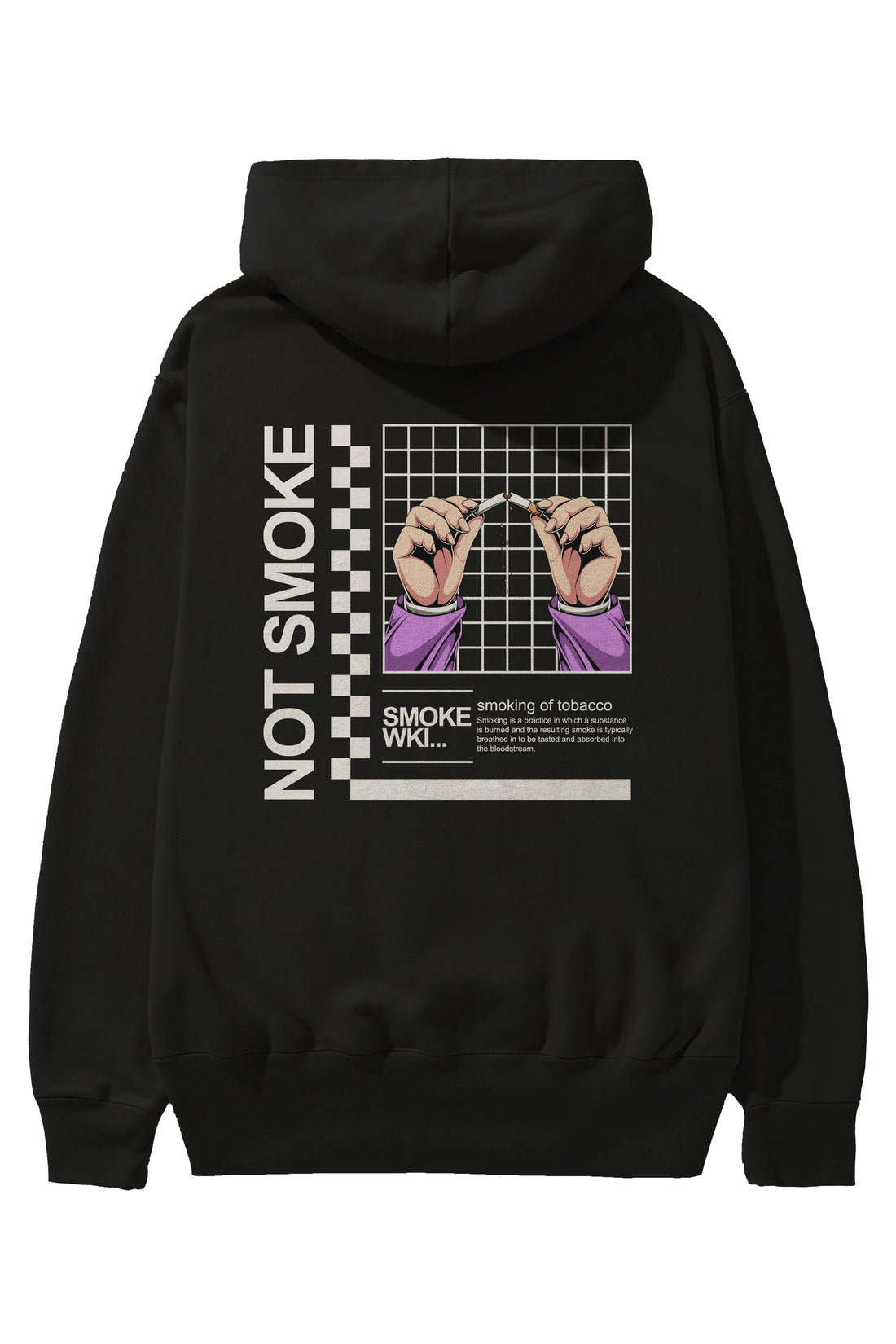 Not Smoke Arka Baskılı Hoodie Oversize Kapüşonlu Sweatshirt Erkek Kadın Unisex