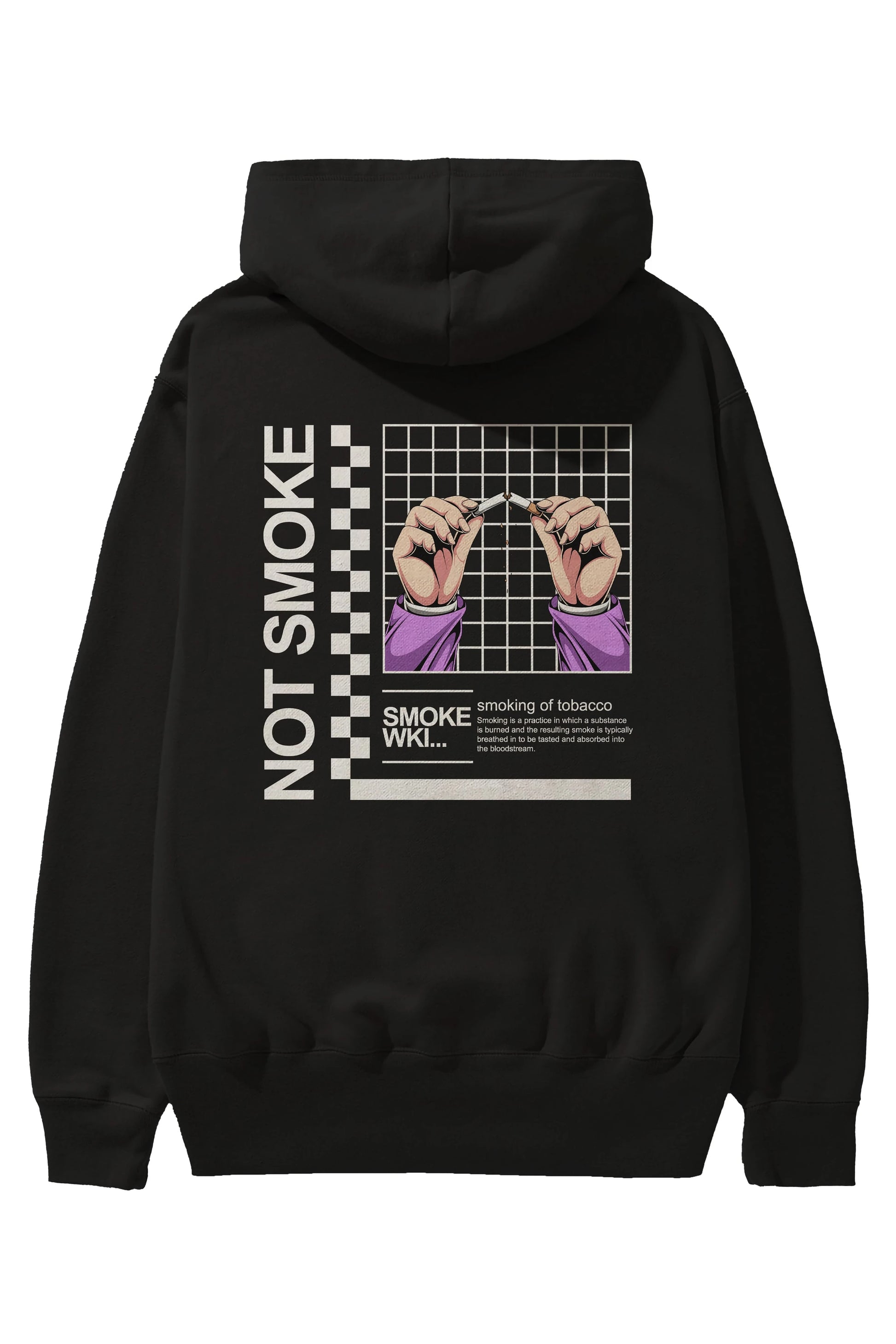 Not Smoke Arka Baskılı Hoodie Oversize Kapüşonlu Sweatshirt Erkek Kadın Unisex