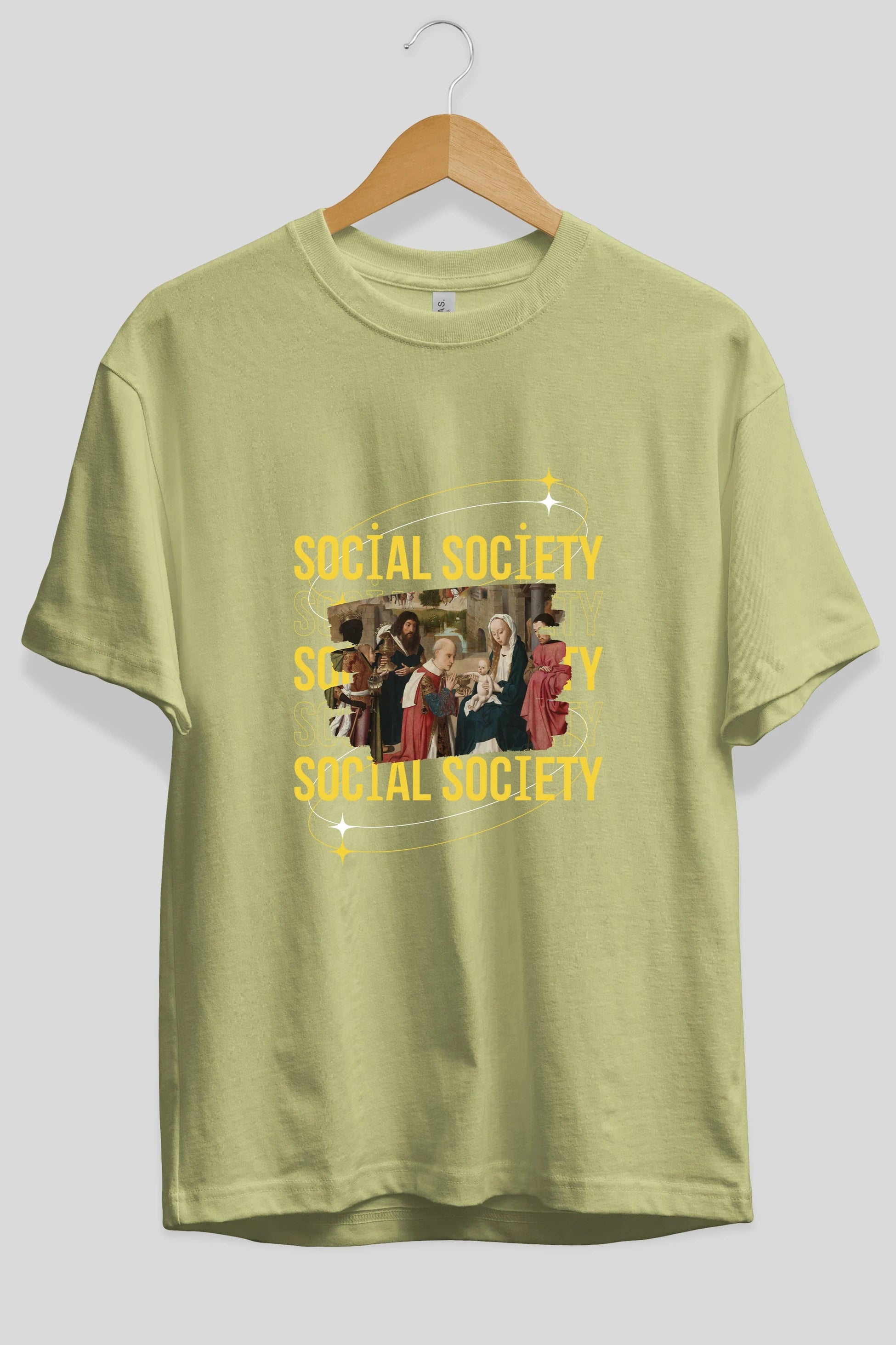 Social Society Yazılı Ön Baskılı Oversize t-shirt Erkek Kadın Unisex