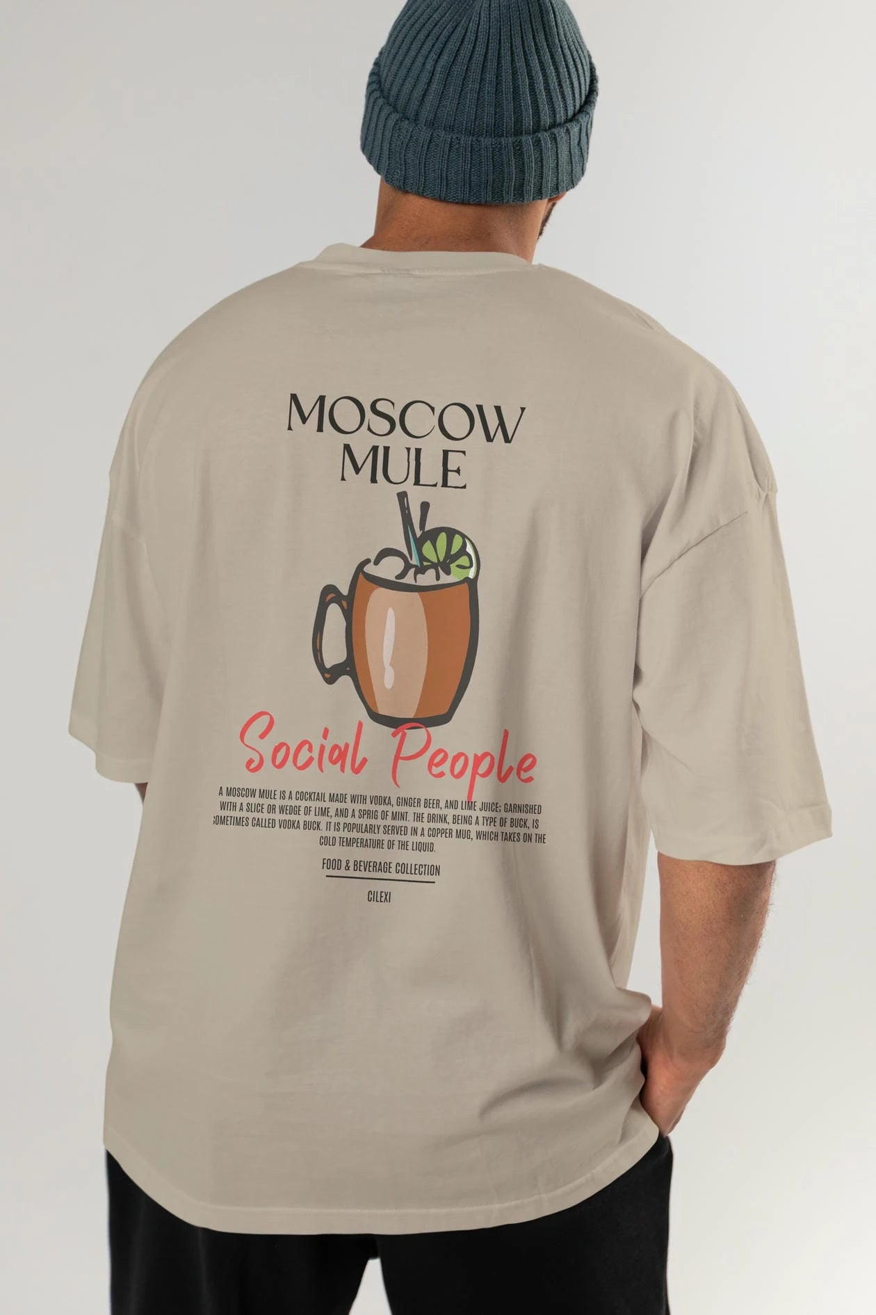 Moscow Mule Kokteyl Serisi Baskılı Oversize t-shirt Erkek Kadın Unisex %100 Pamuk Bisiklet Yaka tişort