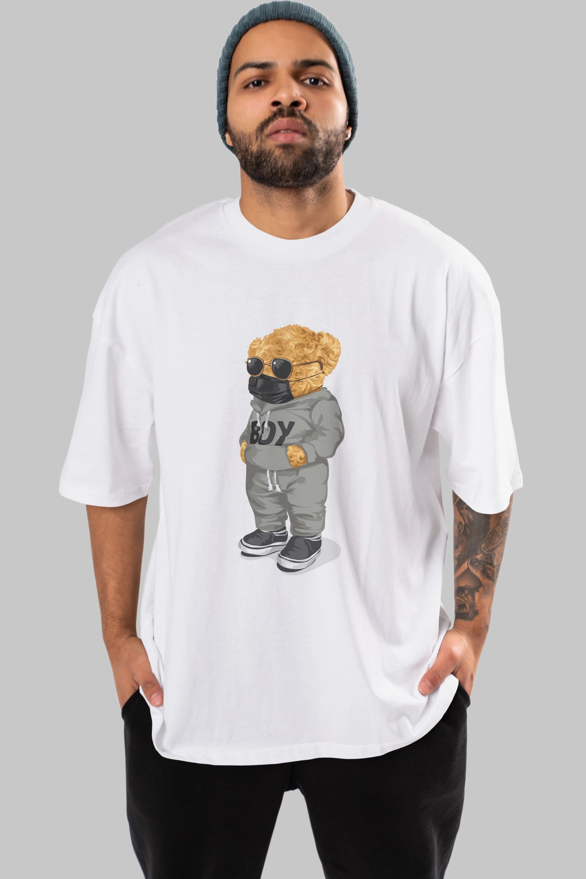 Teddy Bear Boy Ön Baskılı Oversize t-shirt Erkek Kadın Unisex %100 Pamuk