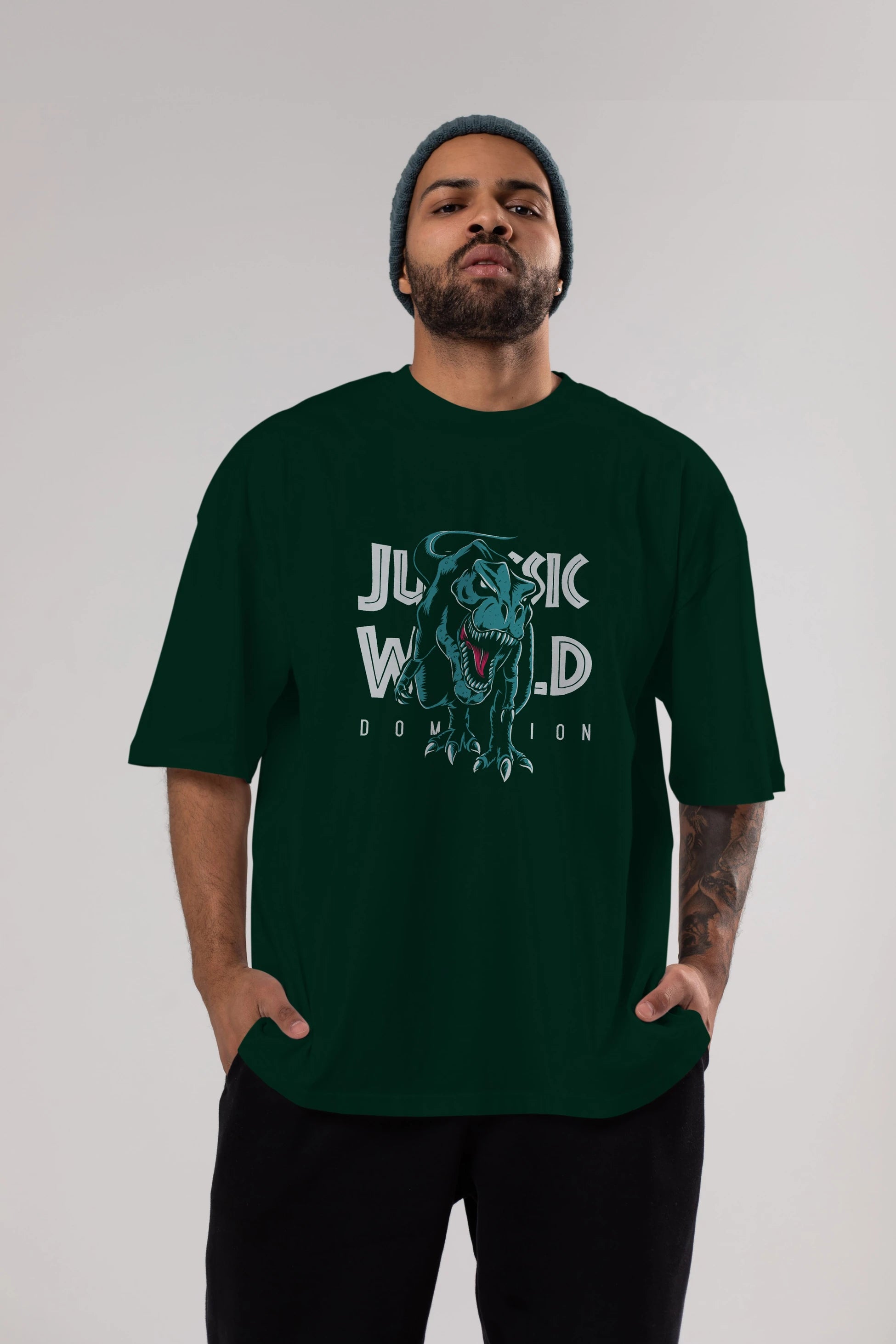 Jurassic Park (1) Ön Baskılı Oversize t-shirt Erkek Kadın Unisex %100 Pamuk Bisiklet Yaka tişort