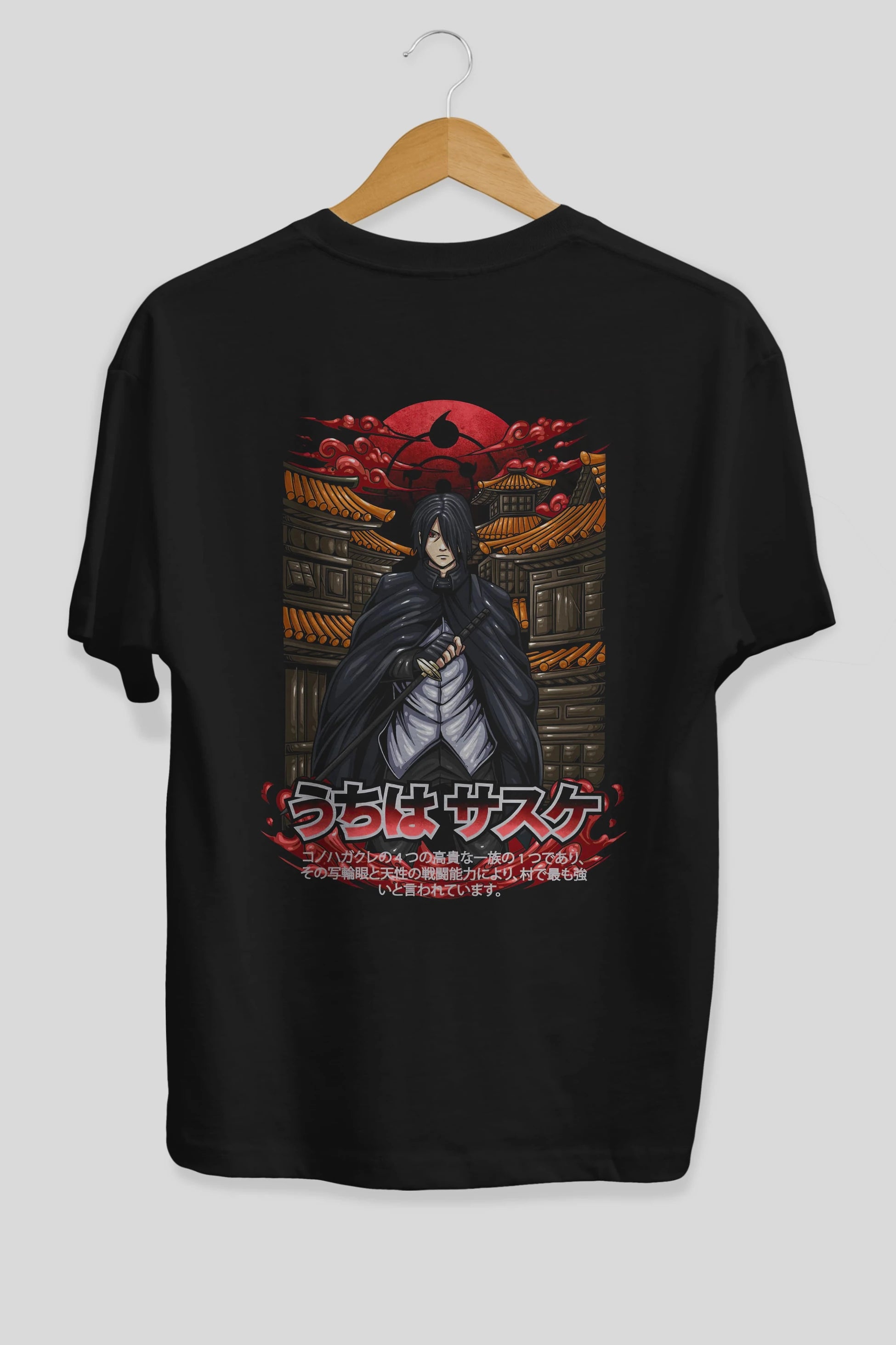 NARUTO SASUKE UCHIHA 1 Anime Arka Baskılı Oversize t-shirt Erkek Kadın Unisex